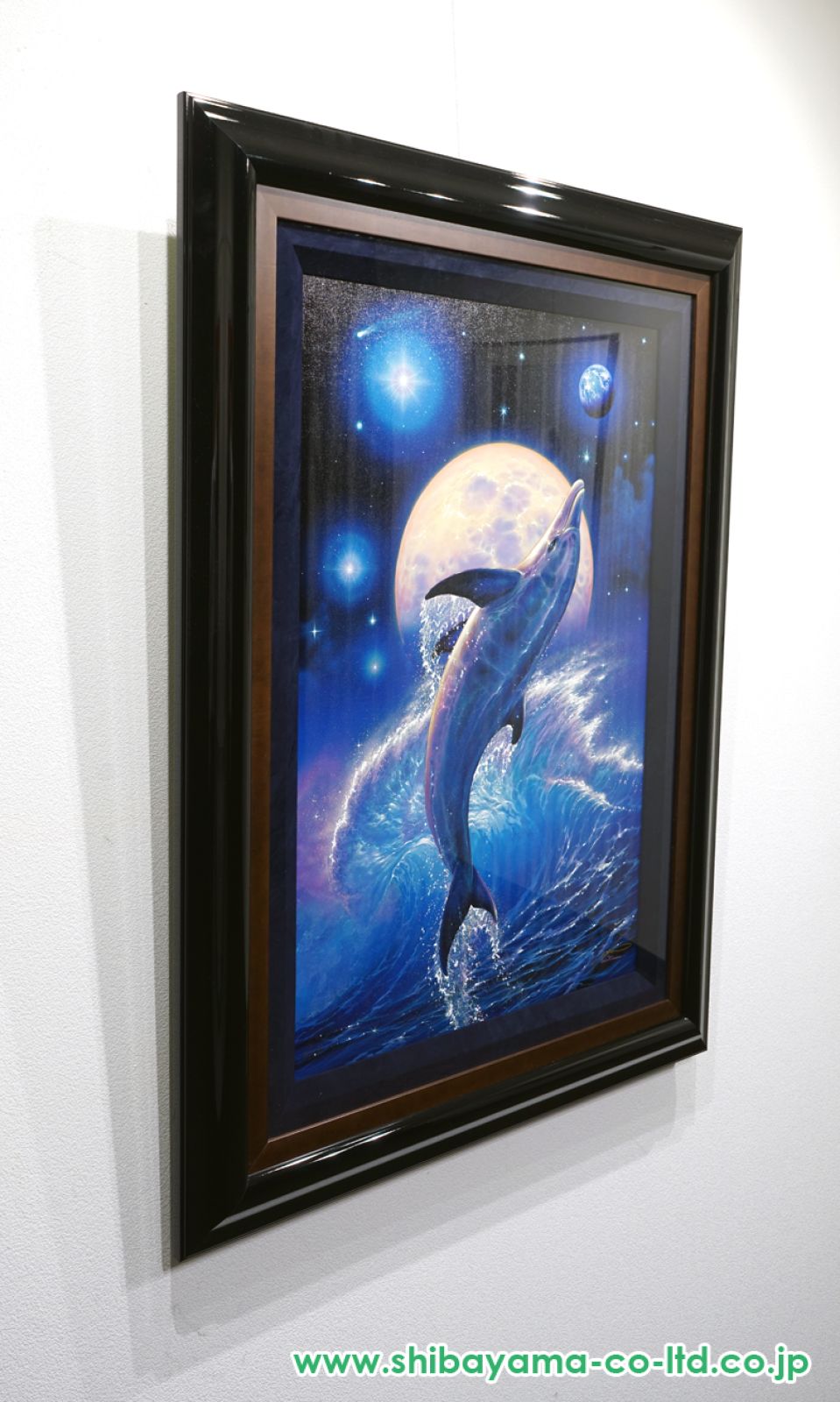 ラッセン バランスオブライフ 動物画 イルカ 海 月 波 原画 絵画 真作保証 クリスチャン・リース・ラッセン バランス・オブ・ライフ イルカ