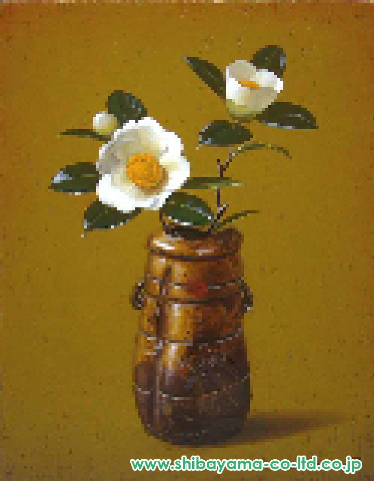 九鬼三郎「高取耳付花入に椿 （桃山時代）」油彩 F6号 :: 絵画買取