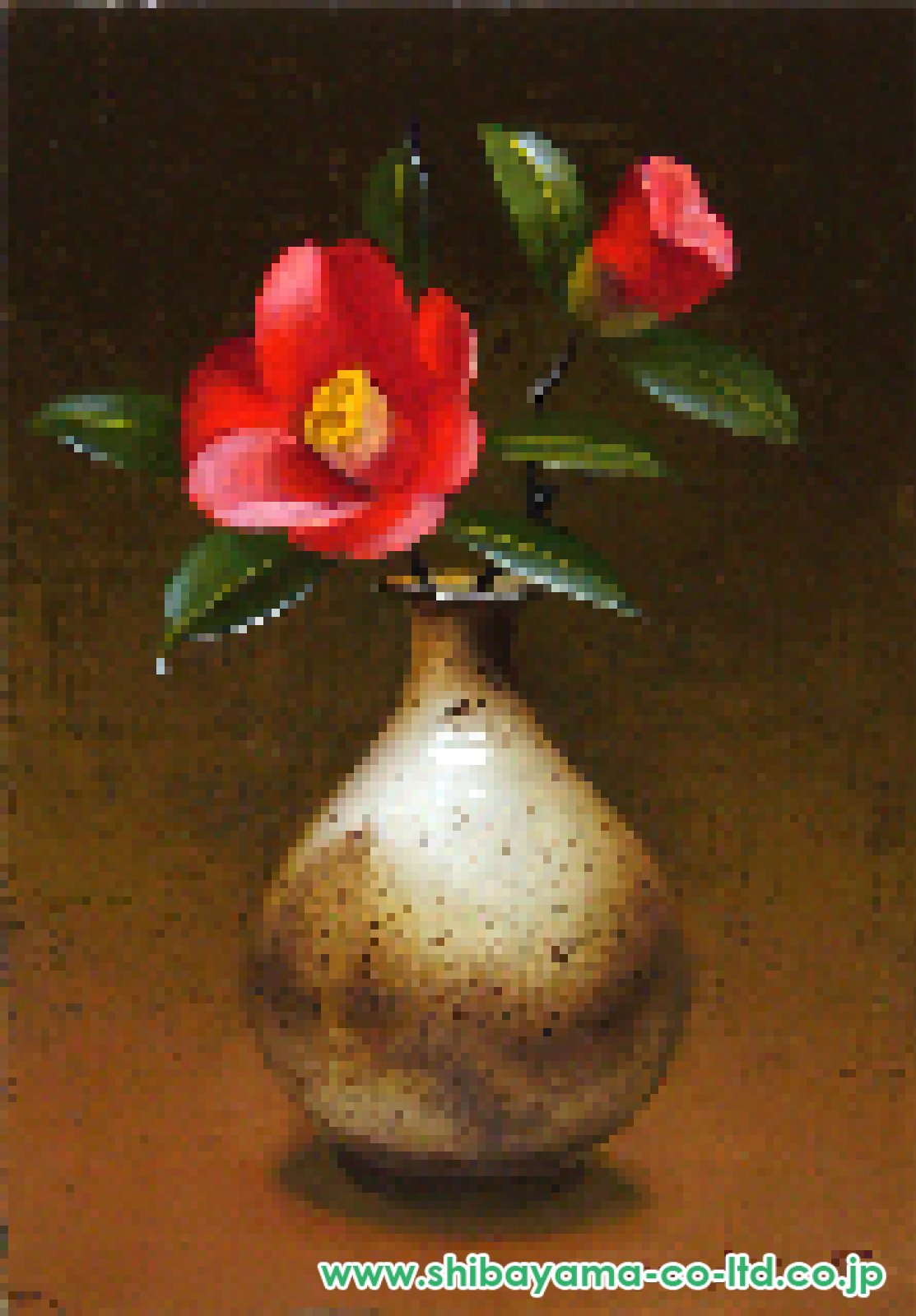 九鬼三郎「李朝に寒椿」油彩 SM :: 絵画買取・販売 - シバヤマ