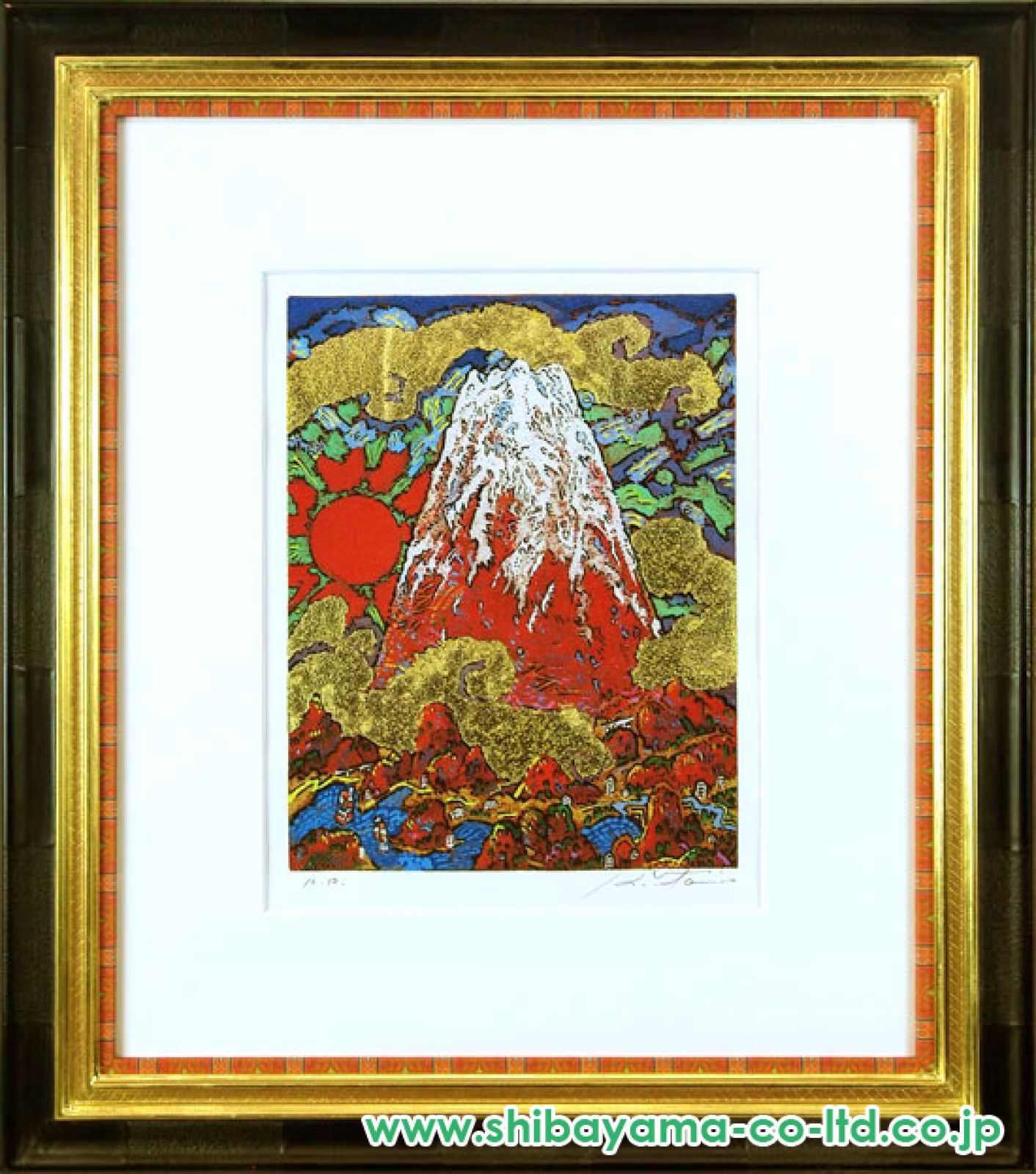 絹谷幸二、【雲上富嶽葛城山上】、希少な額装用画集より 日動画廊100周年記念事業・文化勲章受章記念「富嶽・日本の富士