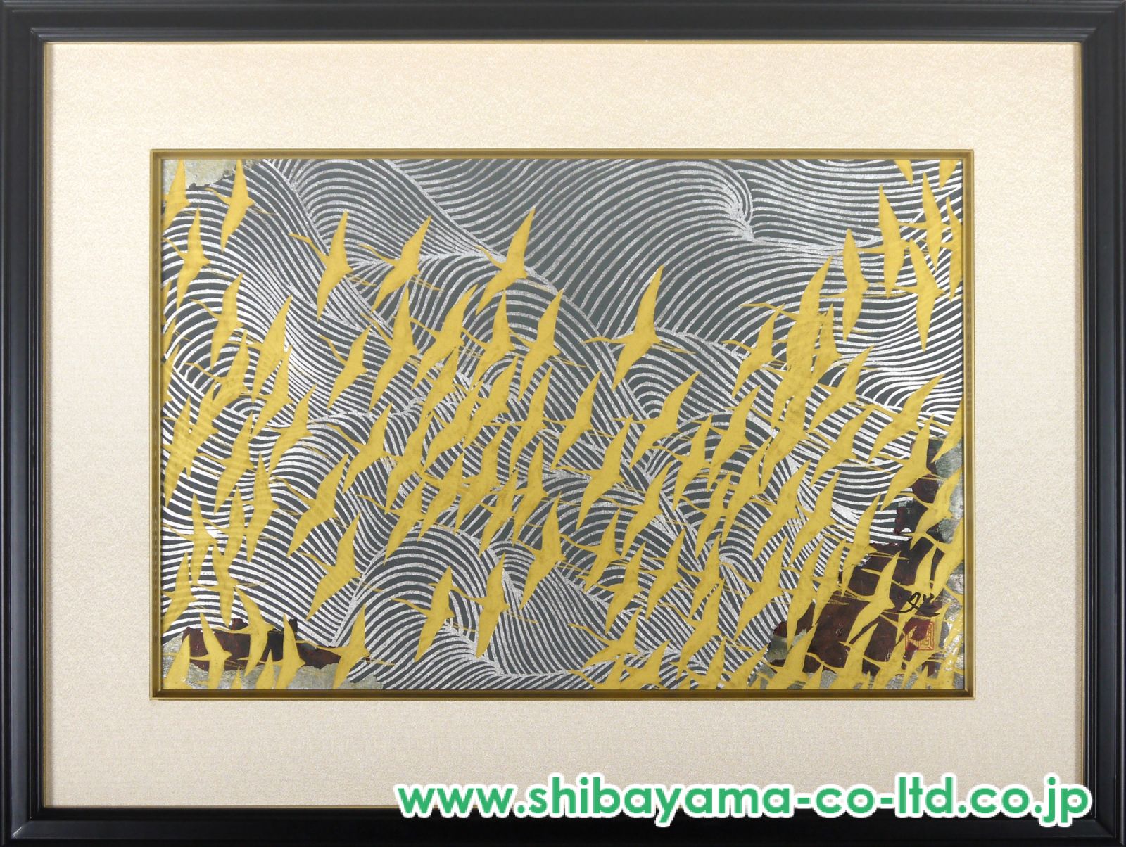 加山又造 【濤】木版画 加山又造「濤と鶴・福」木版画 :: 絵画買取・販売 - シバヤマ