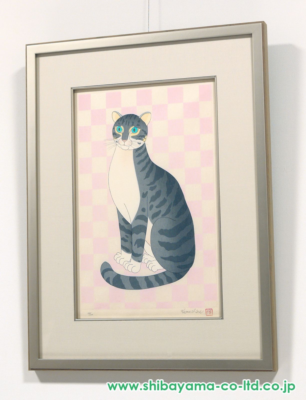河嶋淳司「猫」木版画 :: 絵画買取・販売 - シバヤマ