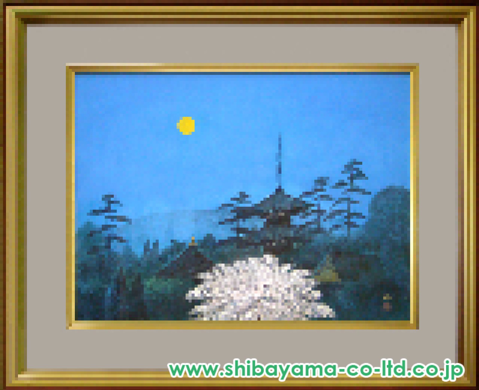 井上稔「古塔春宵」日本画 F10号 :: 絵画買取・販売 - シバヤマ
