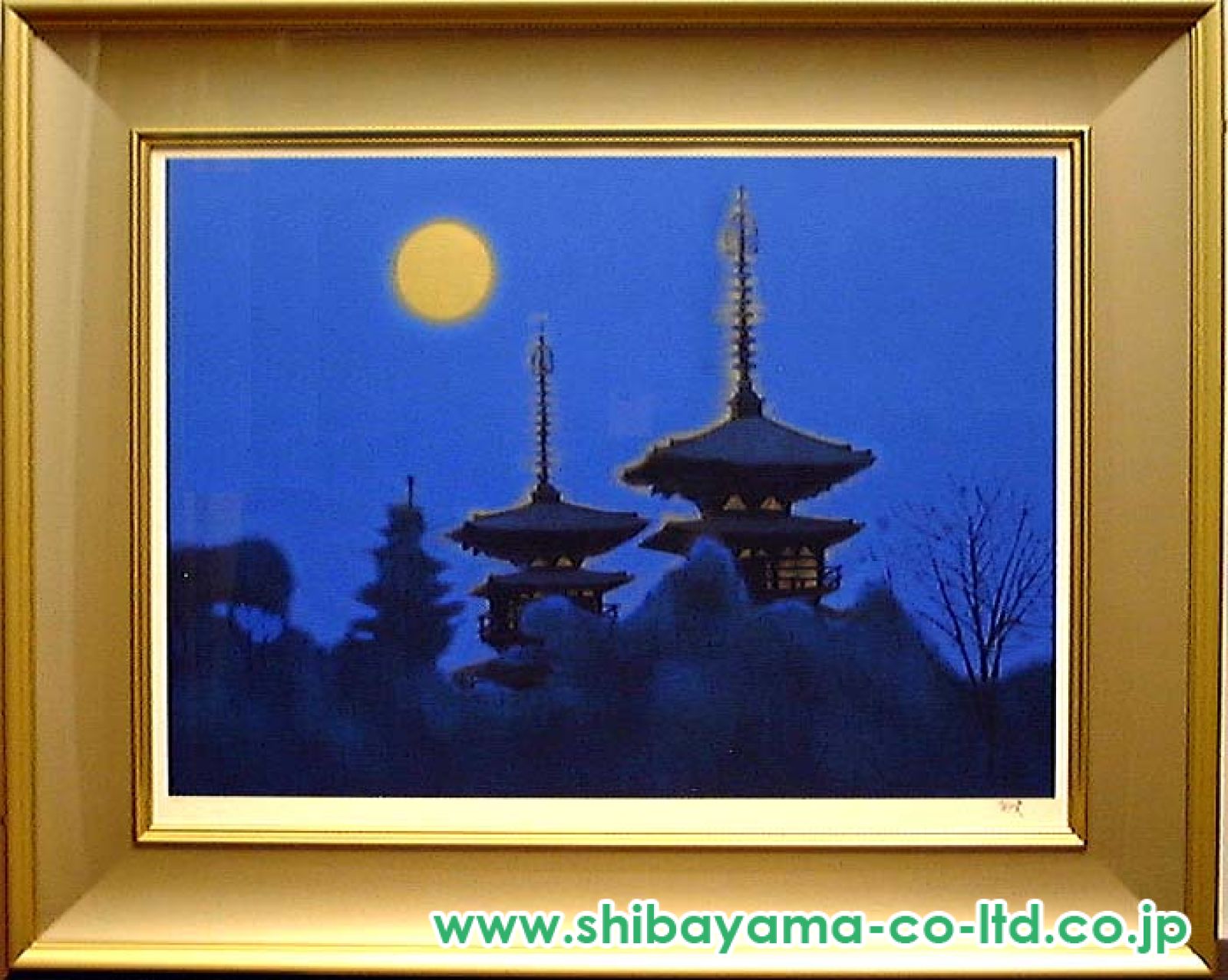 平山郁夫「薬師寺月光」シルクスクリーン＋本金箔＋群青岩絵具