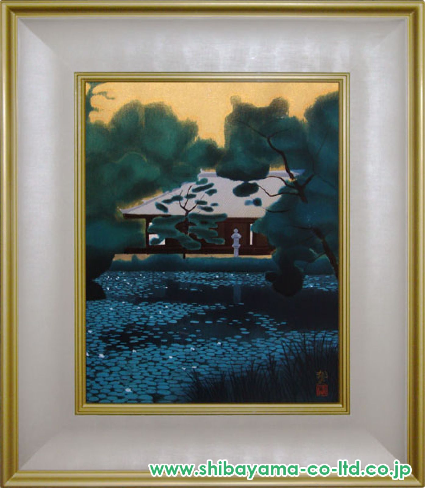 工芸画　額装　平山郁夫画「浄瑠璃寺」　院展創立90年記念　院展代表作家六撰 平山郁夫 院展創立90年記念 院展代表作家六撰作品「浄瑠璃寺