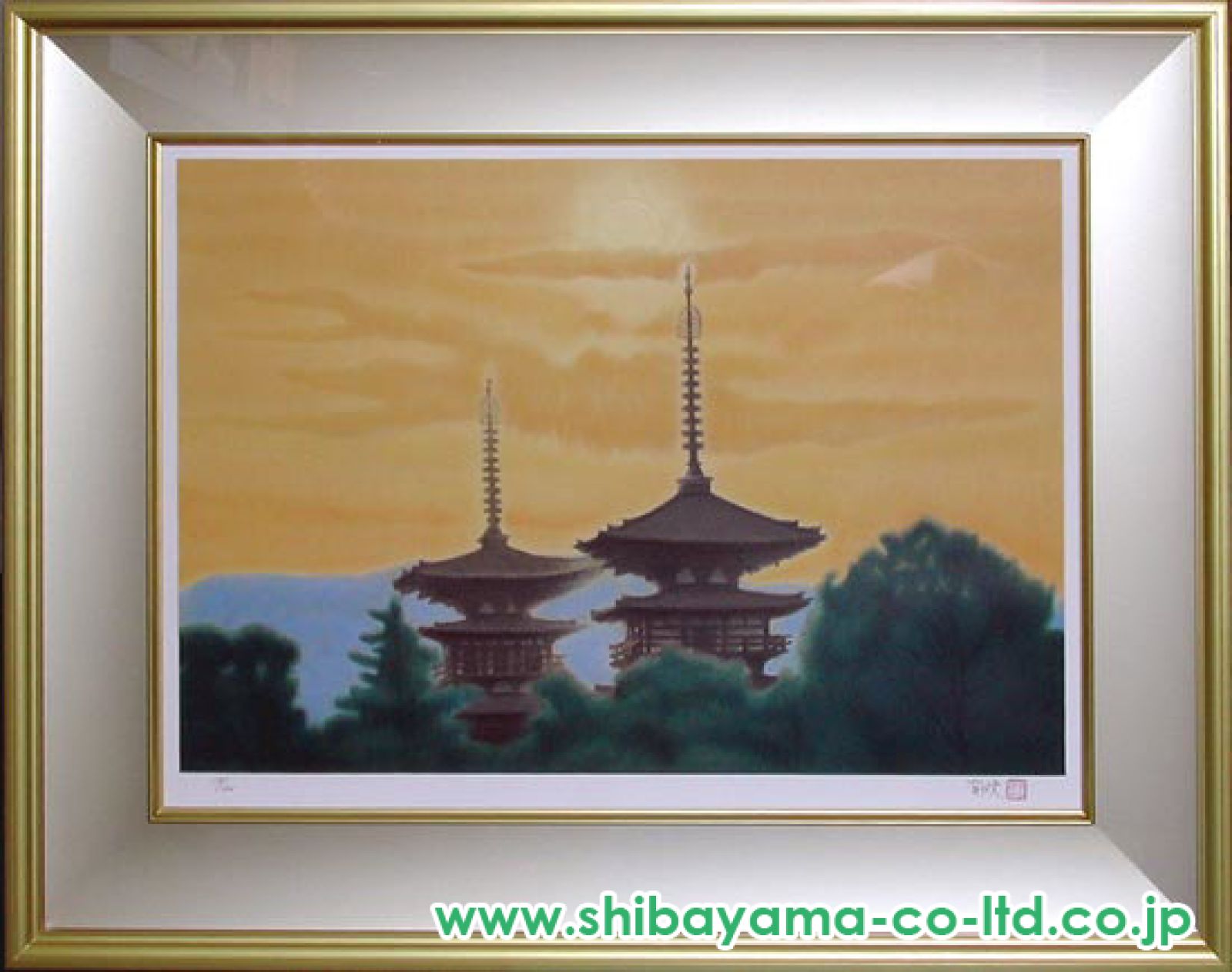 「平山郁夫の複製画夕映薬師寺」 平山郁夫 「 夕映薬師寺 」 岩絵具方式 複製画 絵画 日本画 巨匠
