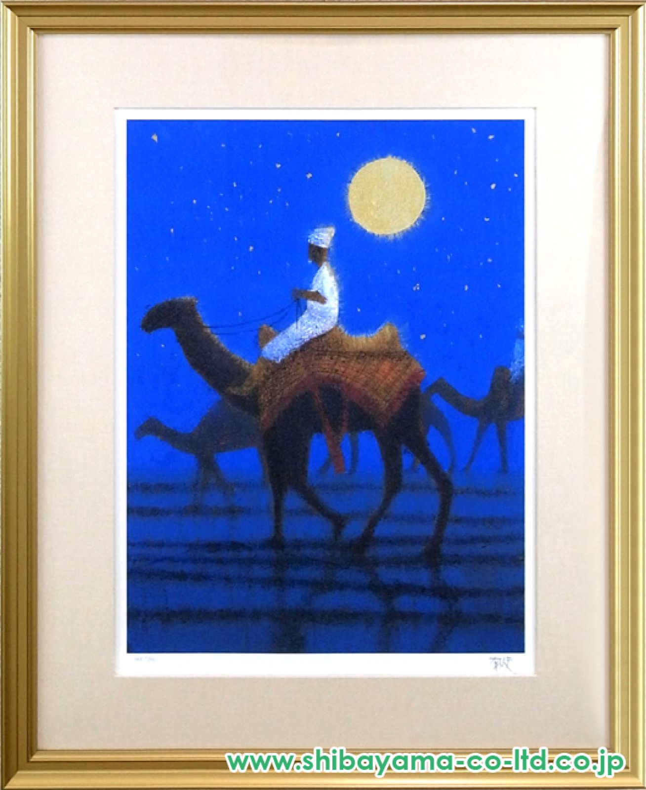 ★超美品★平山郁夫「月光流砂行」工芸画(岩絵の具方式) 約10号 証明書有 Amazon.co.jp: 平山郁夫『月光流砂らくだ行』シルクスクリーン