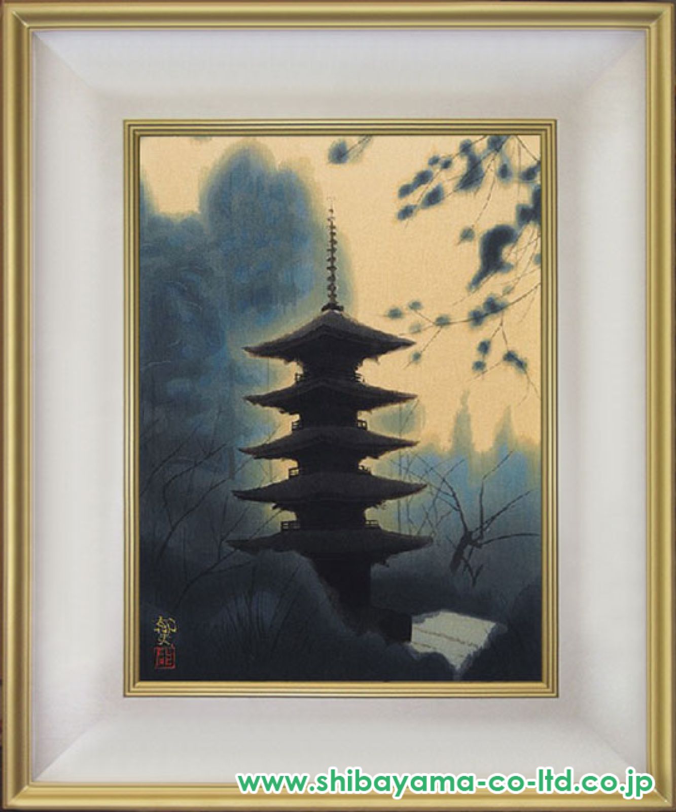 平山郁夫、【至生寺の塔】、希少画集画より、状態良好、新品高級額装付 4984_52ba9ea311ffb929715894.jpg