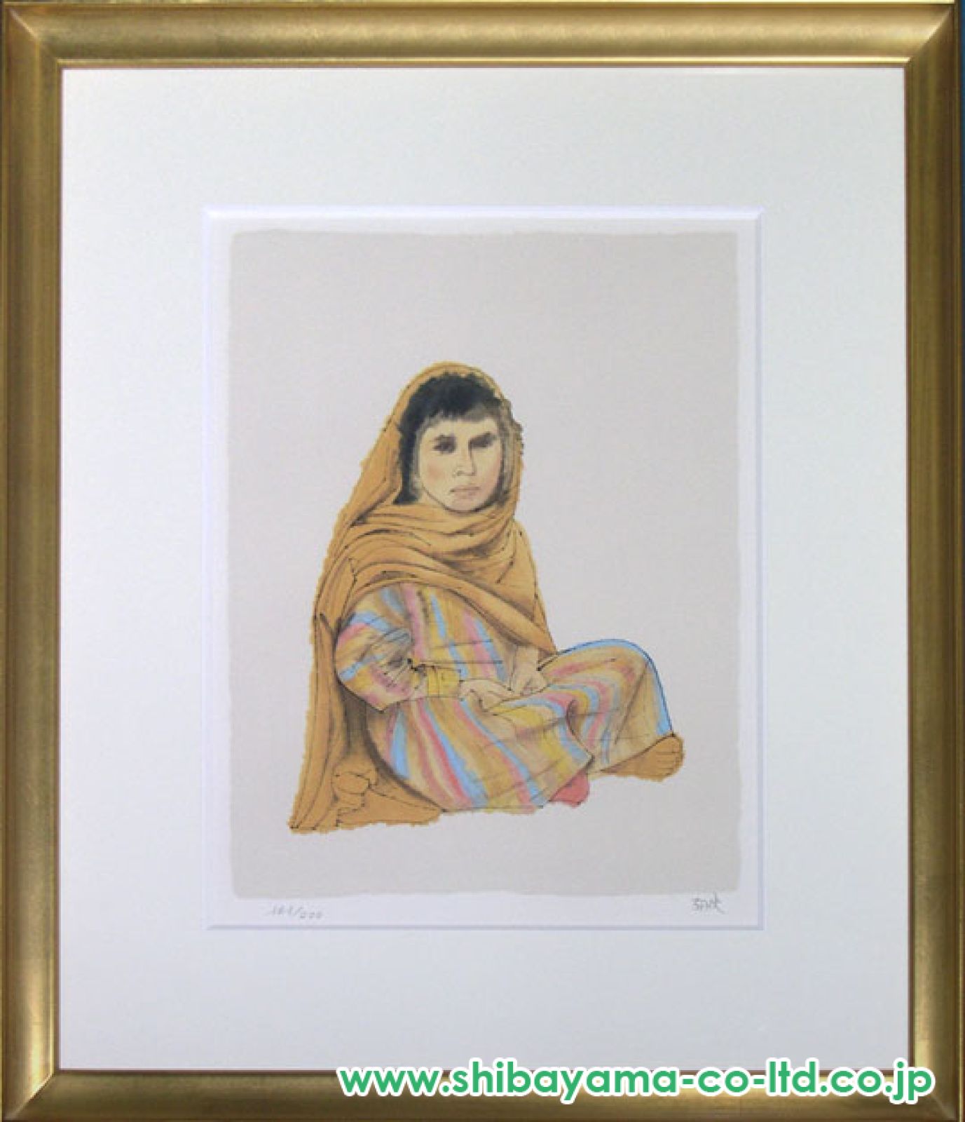 平山郁夫、エジプトの少女、希少画集画、新品高級額装付 平山郁夫、エジプトの少女、希少画集画、新品高級額装付 （平山