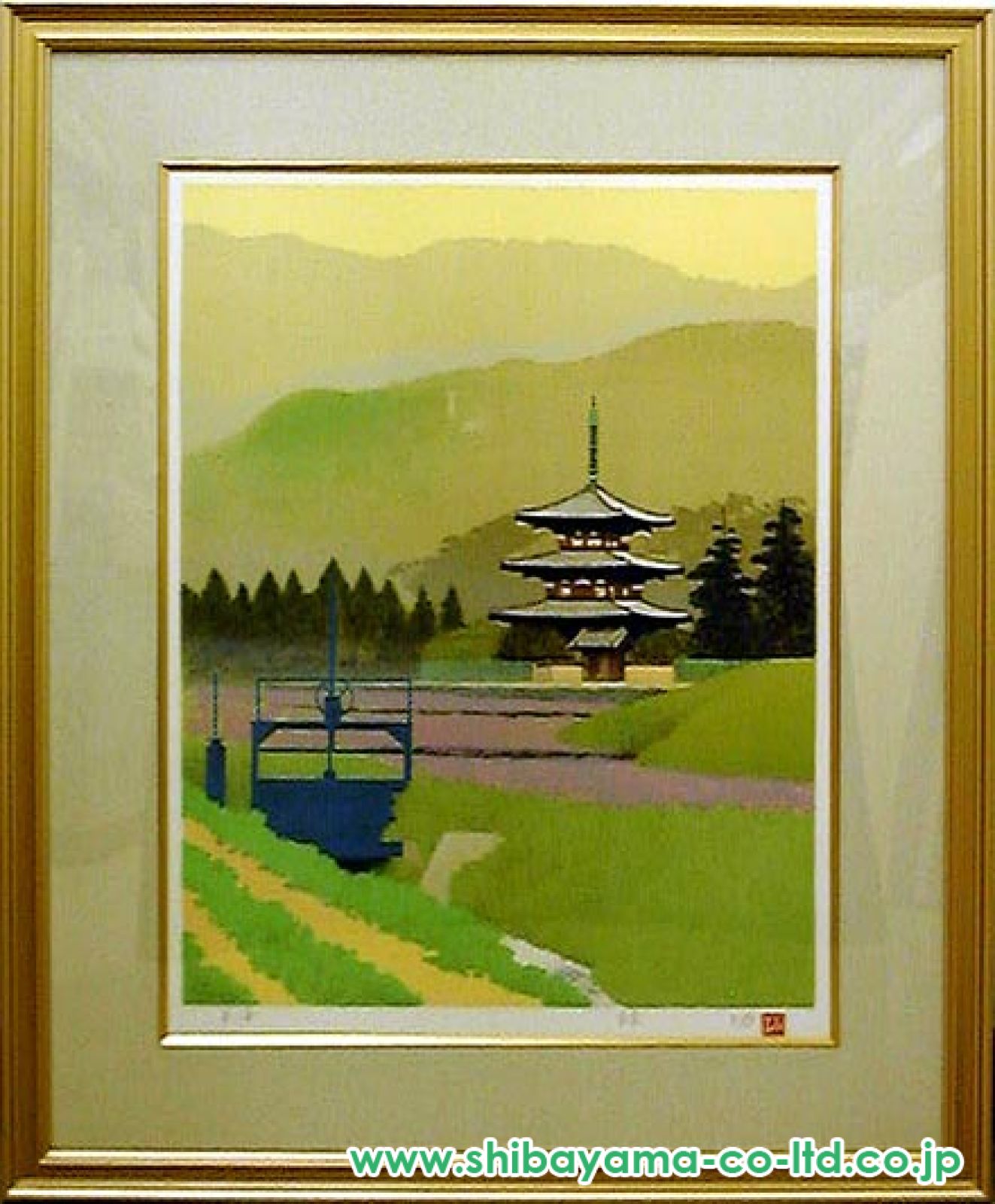 林功「斑鳩春映」リトグラフ :: 絵画買取・販売 - シバヤマ