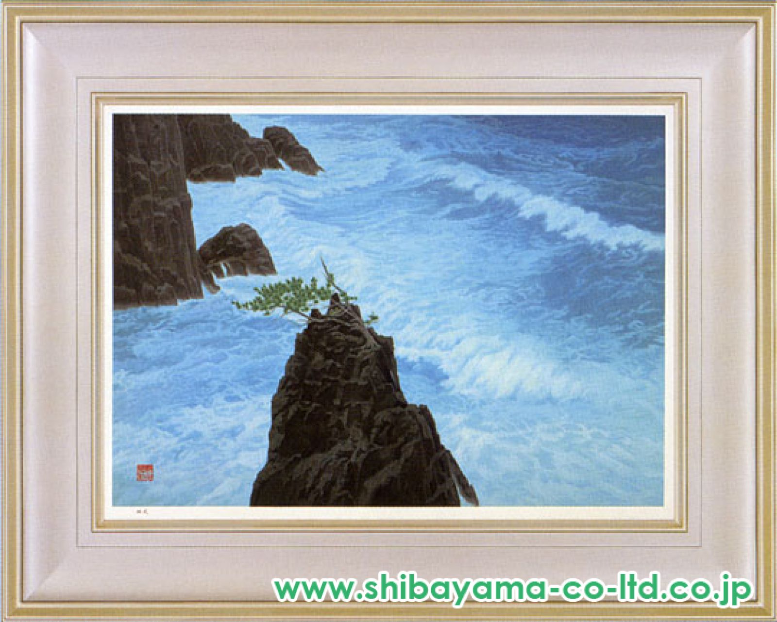 最安文化勲章画家）東山魁夷『波響く磯』新復刻画リトグラフ版画絵画　美品 最安文化勲章画家）東山魁夷『波響く磯』新復刻画リトグラフ版画