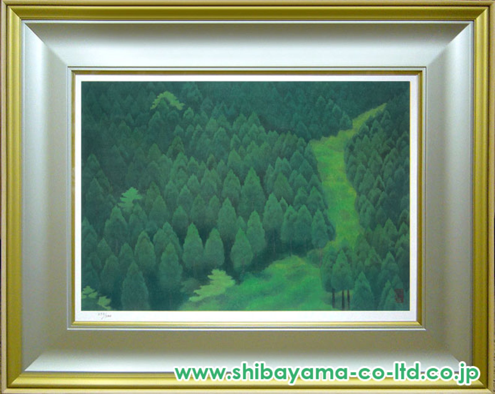 ☆絵画/版画☆◇即購入可能◇ 新復刻画　文化勲章受章作家　東山魁夷　緑の湖畔 東山魁夷「緑の谷」木版画＋新復刻画 :: 絵画買取・販売 - シバヤマ