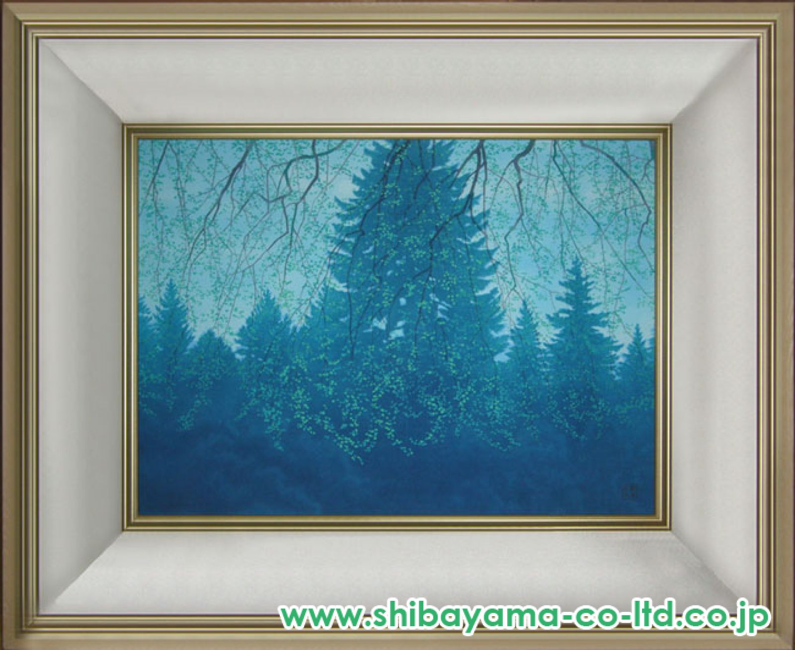 油絵　額付き　東山魁夷　 F8 【　春兆　】手描き 東山魁夷「春兆」木版画 :: 絵画買取・販売 - シバヤマ