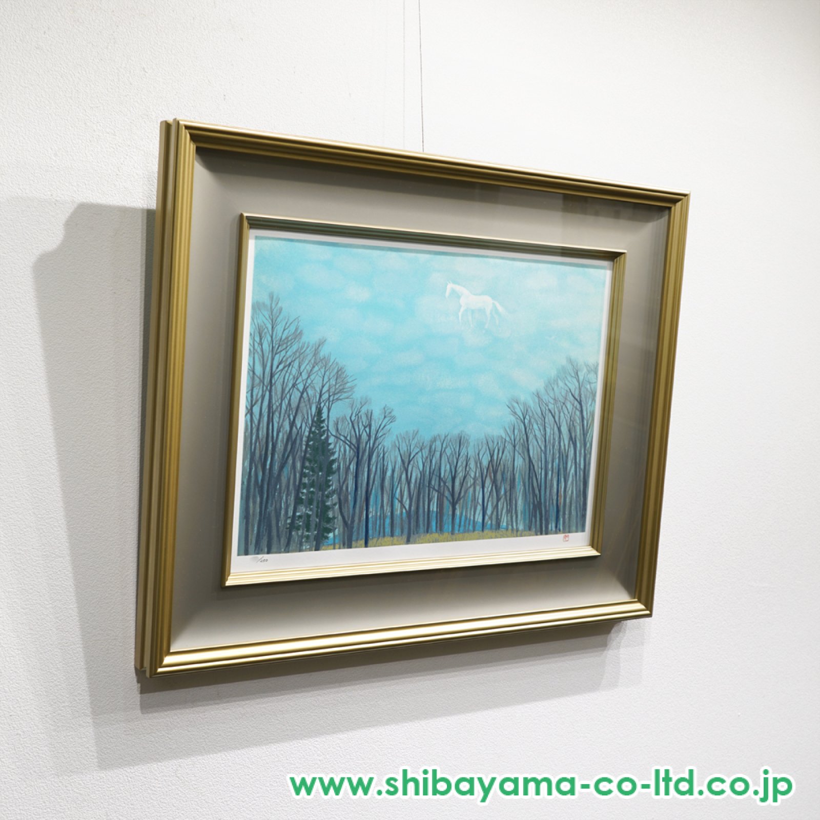 東山魁夷 白雲重疊 水墨 額縁 アート インテリア agmotokawa_higasiyamakaii-