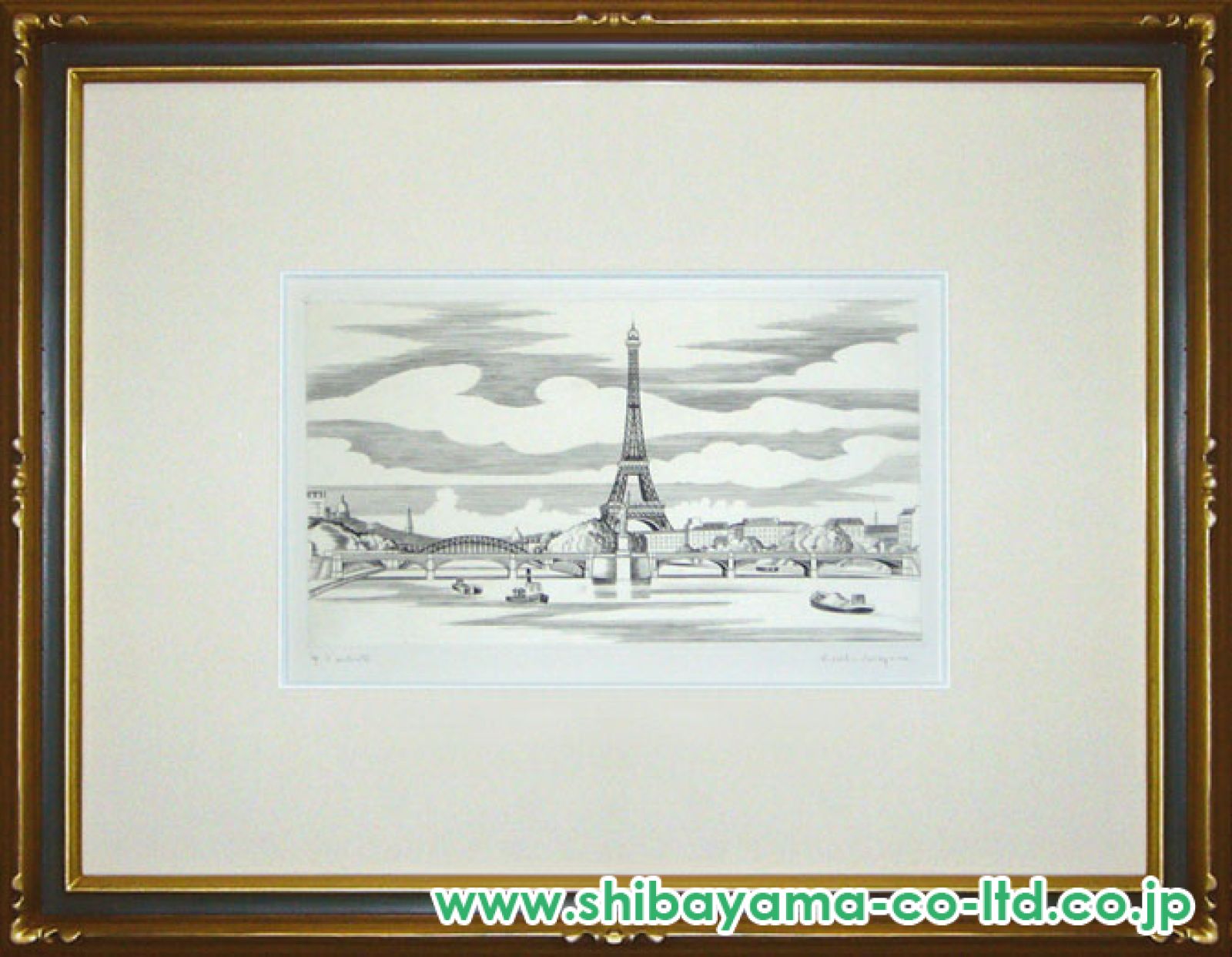 【真作保証】長谷川潔「開かれた窓と小鳩」ビュラン 直筆サイン 額装 版画 絵画 長谷川潔 「開かれた窓と小鳩」 | | アトリエ・ブランカ