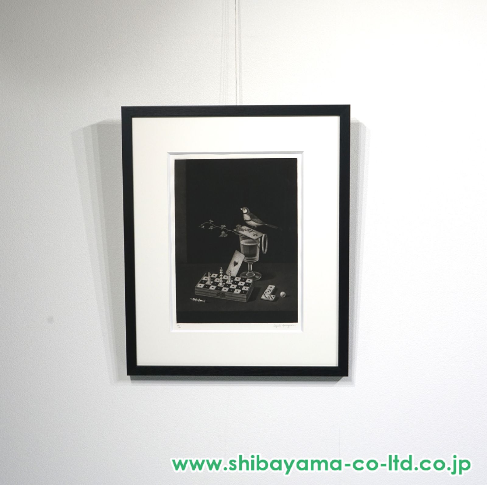 ◆ルーブル美術館収蔵作家◆ 長谷川 潔 銅版画【飼い慣らされた小鳥「西洋将棋」】 長谷川潔 飼い慣らされた小鳥（西洋将棋など） | 絵画など美術品