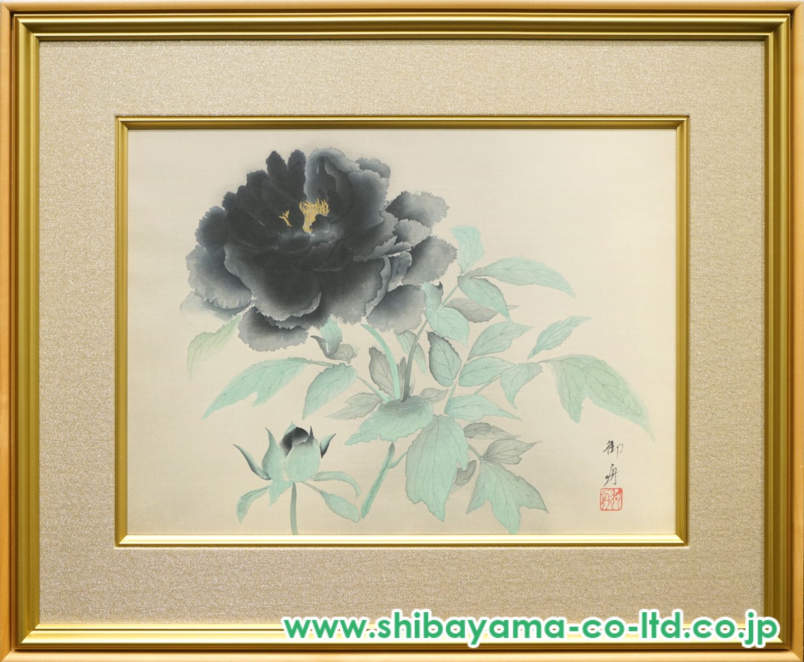 速水御舟　牡丹　アダチ版画研究所 牡丹花 (墨牡丹) 文化遺産オンライン