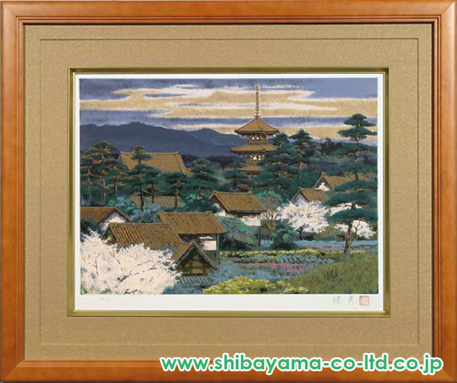 後藤純男「春の斑鳩」リトグラフ :: 絵画買取・販売 - シバヤマ