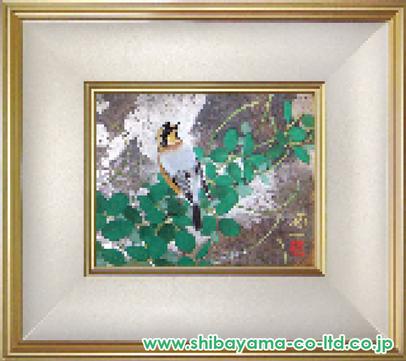 日本画 後藤順一 月光椿 絵画 花 鳥 シマエナガ 日本画 後藤順一 月光