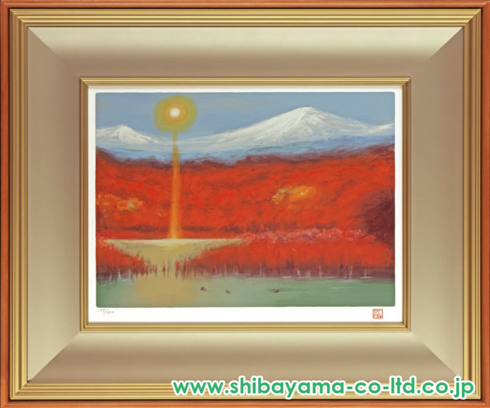 奥田元宋、【紅嶺】、希少な大判額装用画集より、美品、日本人画家 奥田元宋、【紅嶺】、希少な大判額装用画集より、美品、日本人
