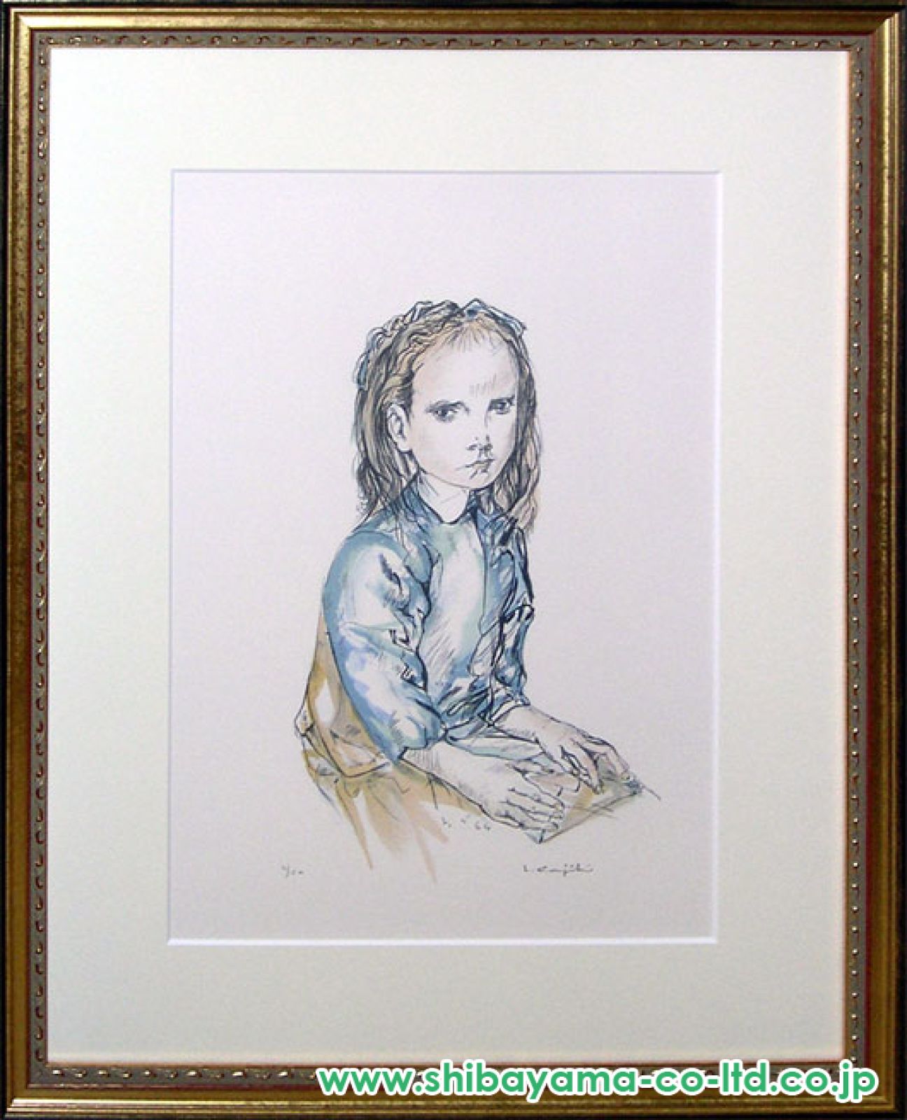 原画　水辺彩画　藤田嗣治印あり　保証書なし 藤田嗣治「アーチのある母子像」リトグラフ :: 絵画買取・販売