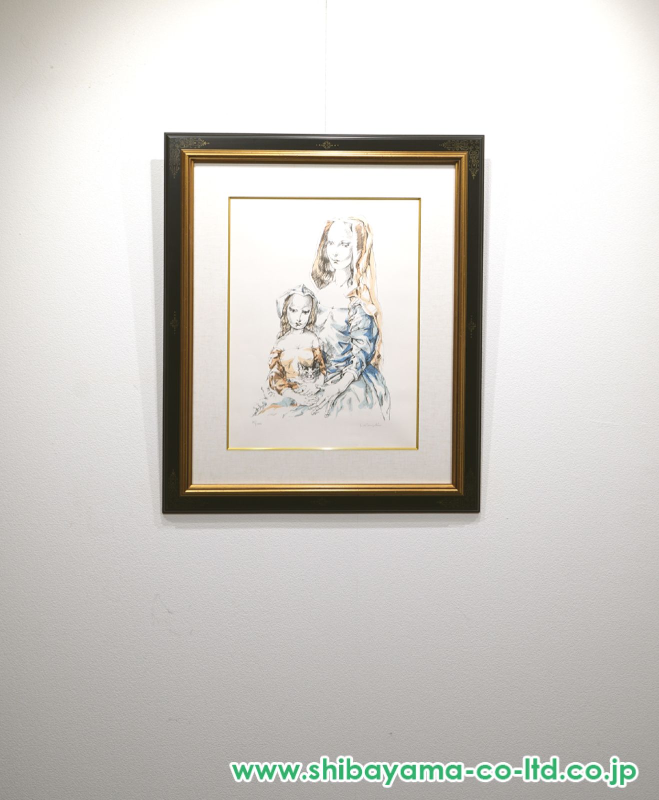 藤田嗣治 エスタンプリトグラフ 母と子 250部限定 藤田嗣治「母と娘」リトグラフ :: 絵画買取・販売 - シバヤマ