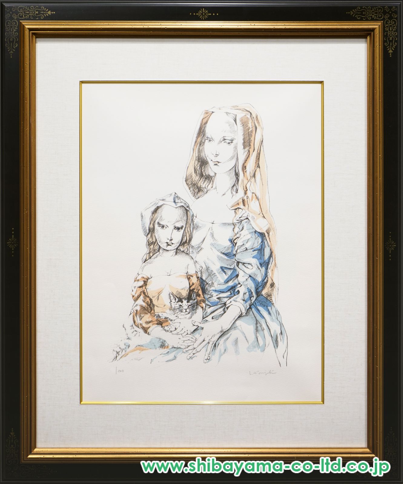 藤田嗣治「母子像」リトグラフ :: 絵画買取・販売 - シバヤマ
