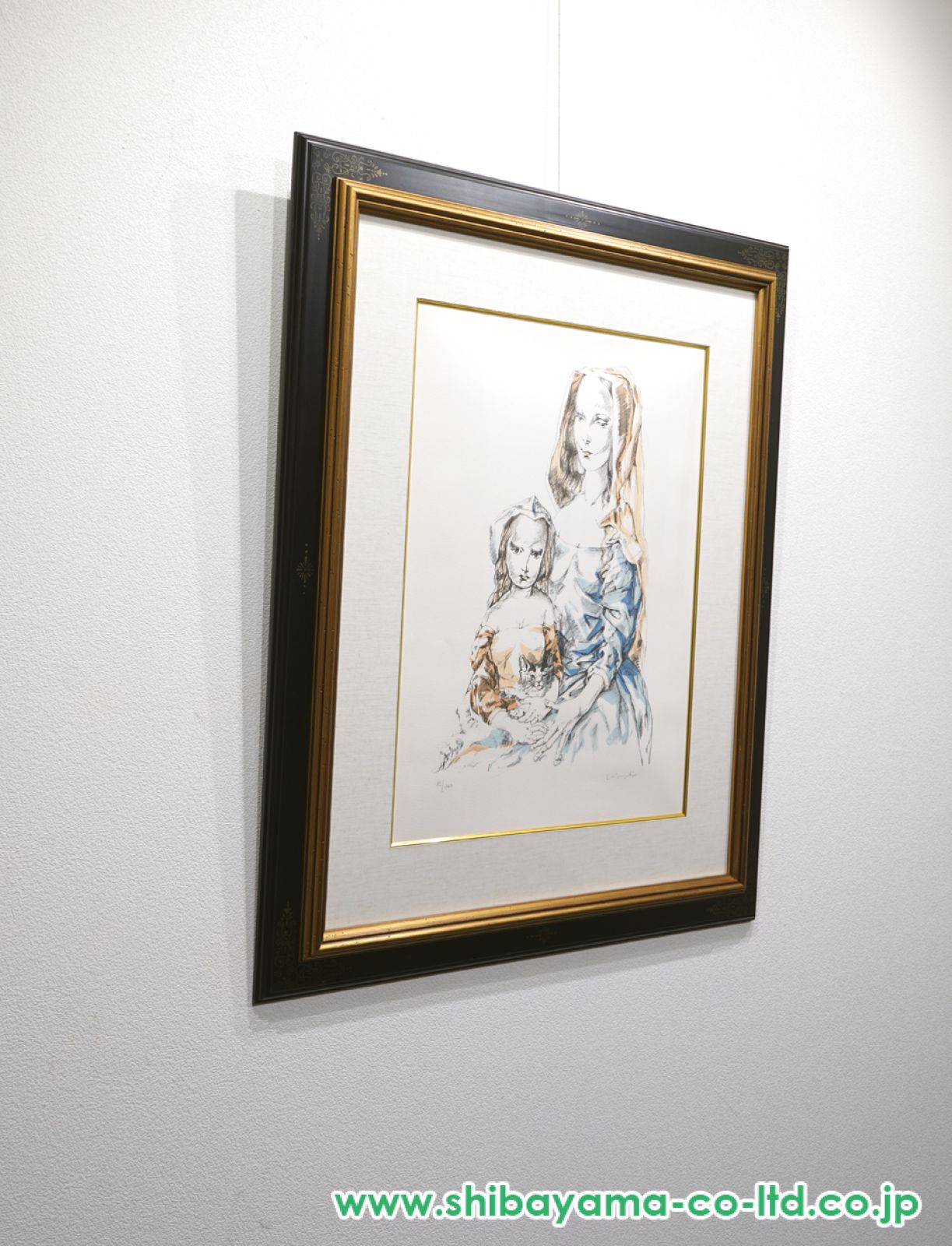 藤田嗣治、【母子像】、希少な限定額装用画集画、新品高級額 額装付、状態良好 藤田嗣治、【厨房の少女 】、希少な限定額装用画集画、新品高級