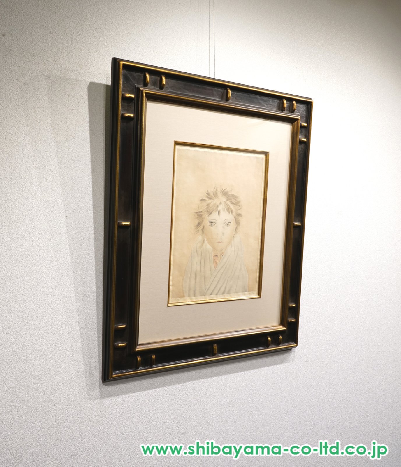 藤田嗣治「小児銅版画集より『赤毛で青い目の少女』」銅版画 :: 絵画