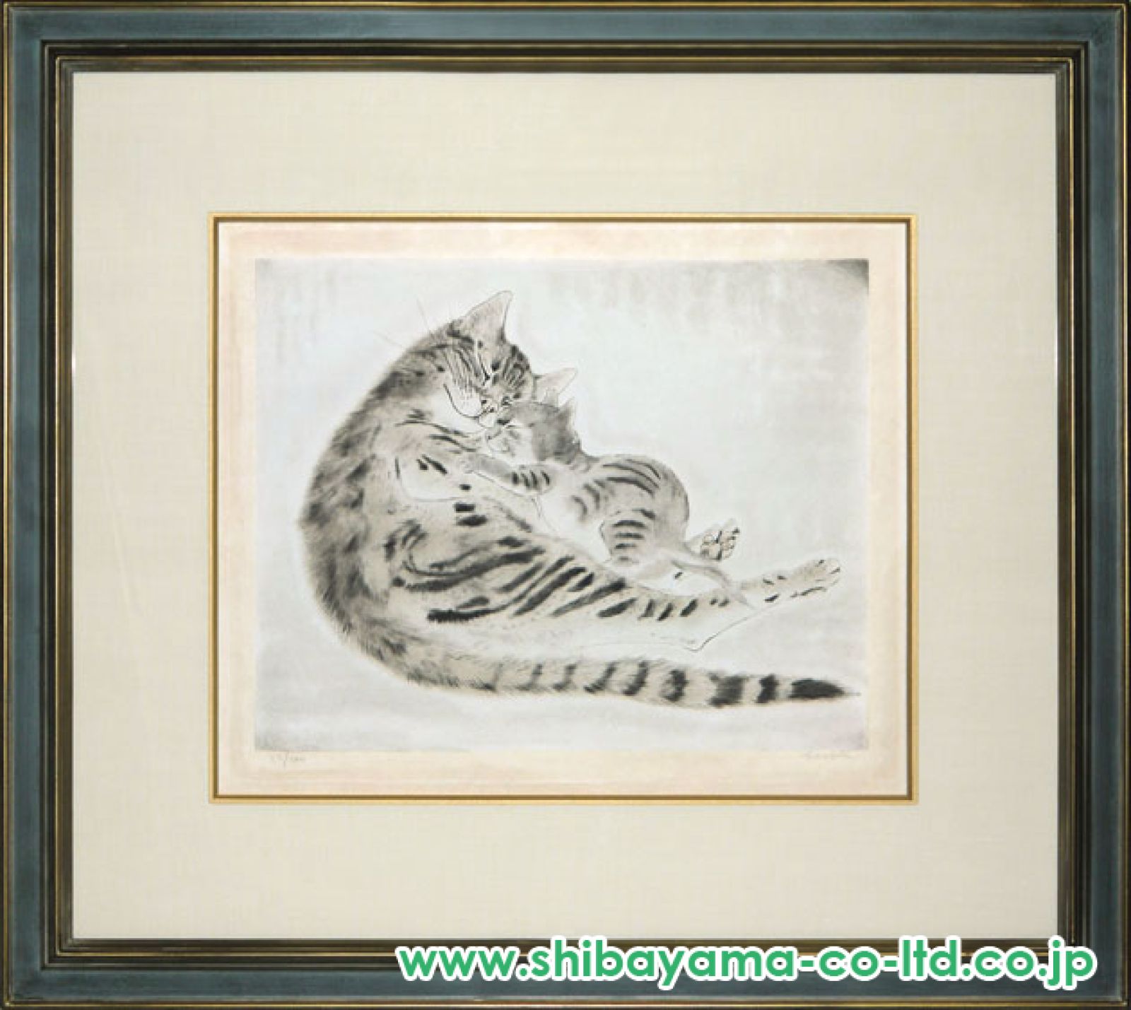 藤田嗣治「猫十態より『眠る親子猫』」エッチング :: 絵画買取