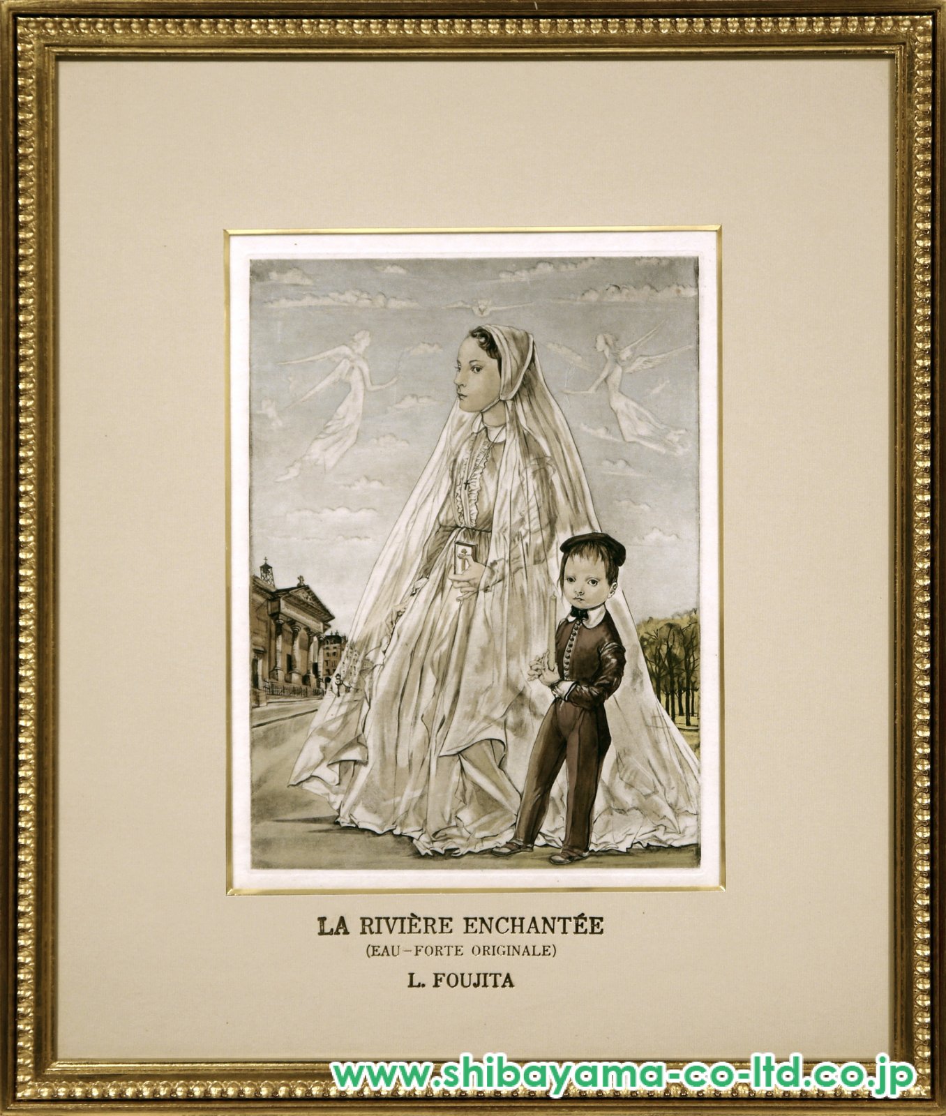 藤田嗣治のバレエ・スエドワのバレエ衣装デザイン画　エッチングに手彩色　版上サイン 藤田嗣治のバレエ・スエドワのバレエ衣装デザイン画 エッチング