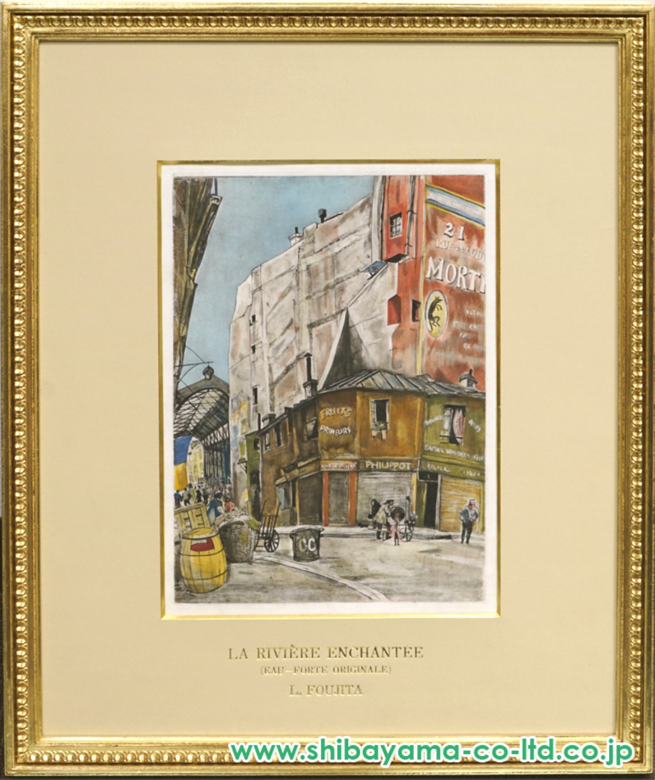 藤田嗣治、テルヌ広場、レゾネより、新品高級額装付、状態良好 藤田嗣治「魅せられし河より『コルネーユ広場』」カラー