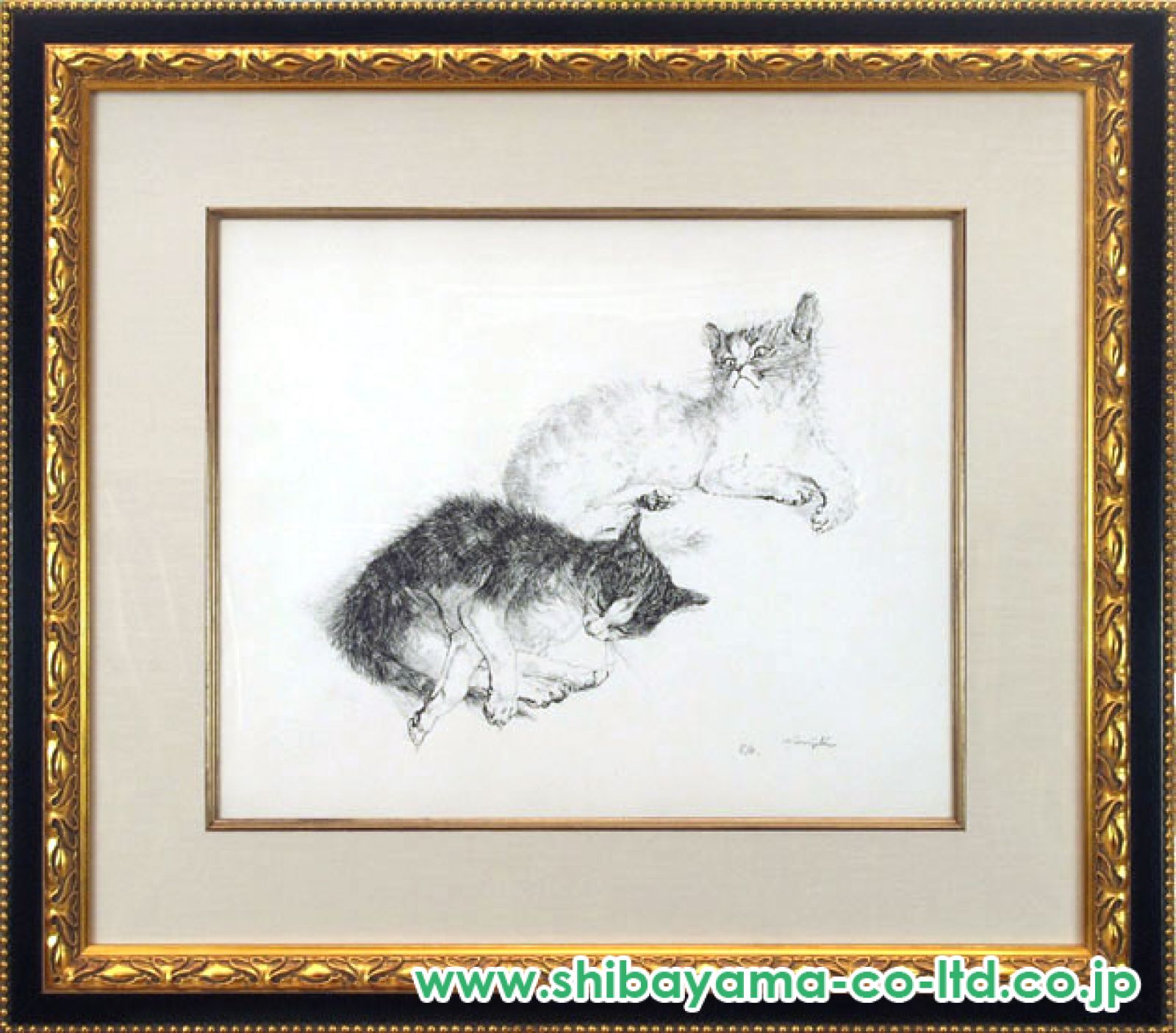 美品　藤田嗣治【茶色の猫】リトグラフ 藤田嗣治 – 茶色の猫（リトグラフ 画面 39.3×31cm） - 画廊