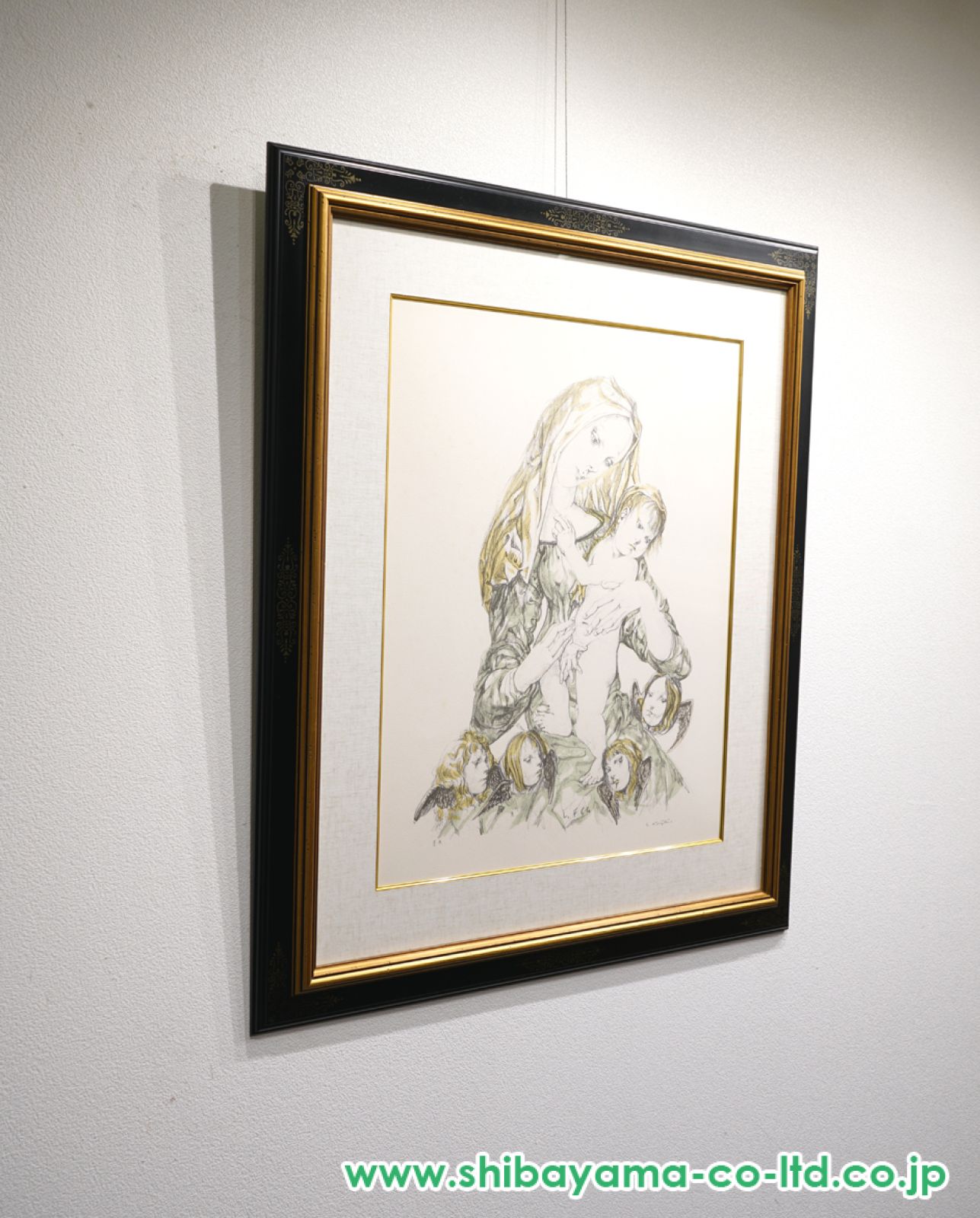 藤田嗣治　聖母子と天使たち　リトグラフ 藤田嗣治「天使と聖母子像」リトグラフ :: 絵画買取・販売