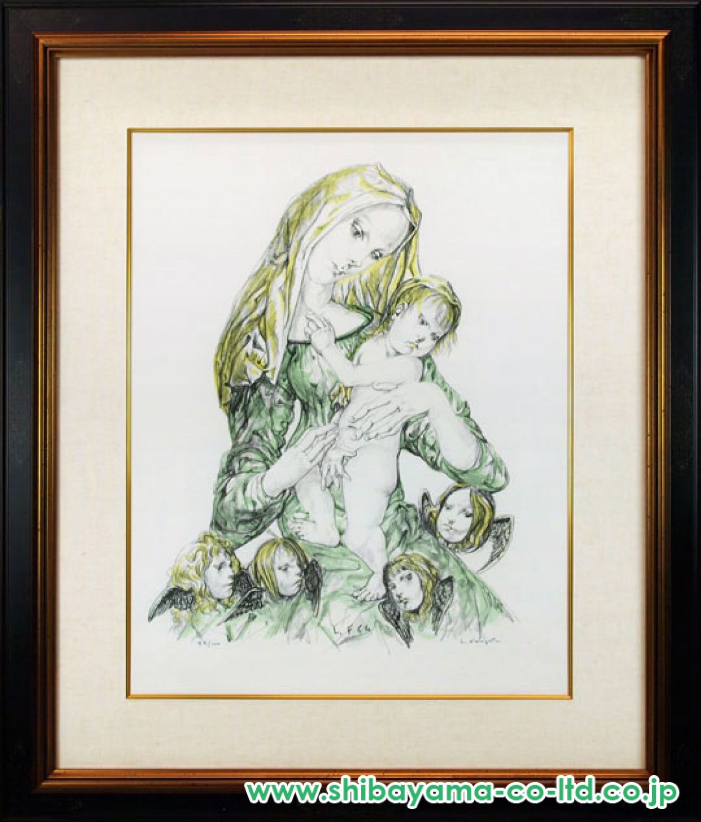 藤田嗣治、【聖母像 】、希少な限定額装用画集画、新品高級額 額装付 レオナール・フジタ、聖母子、希少画集画、新品額装付