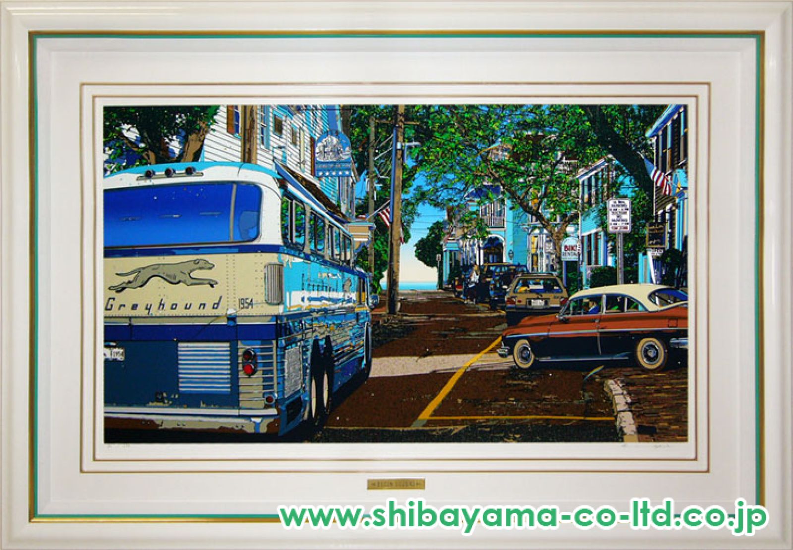 鈴木英人 夢見る街角 風景画 作家直筆サイン 額新品 車 版画 絵画 真作保証 額新品 鈴木英人 夢見る街角 風景画 作家直筆サイン 車 版画
