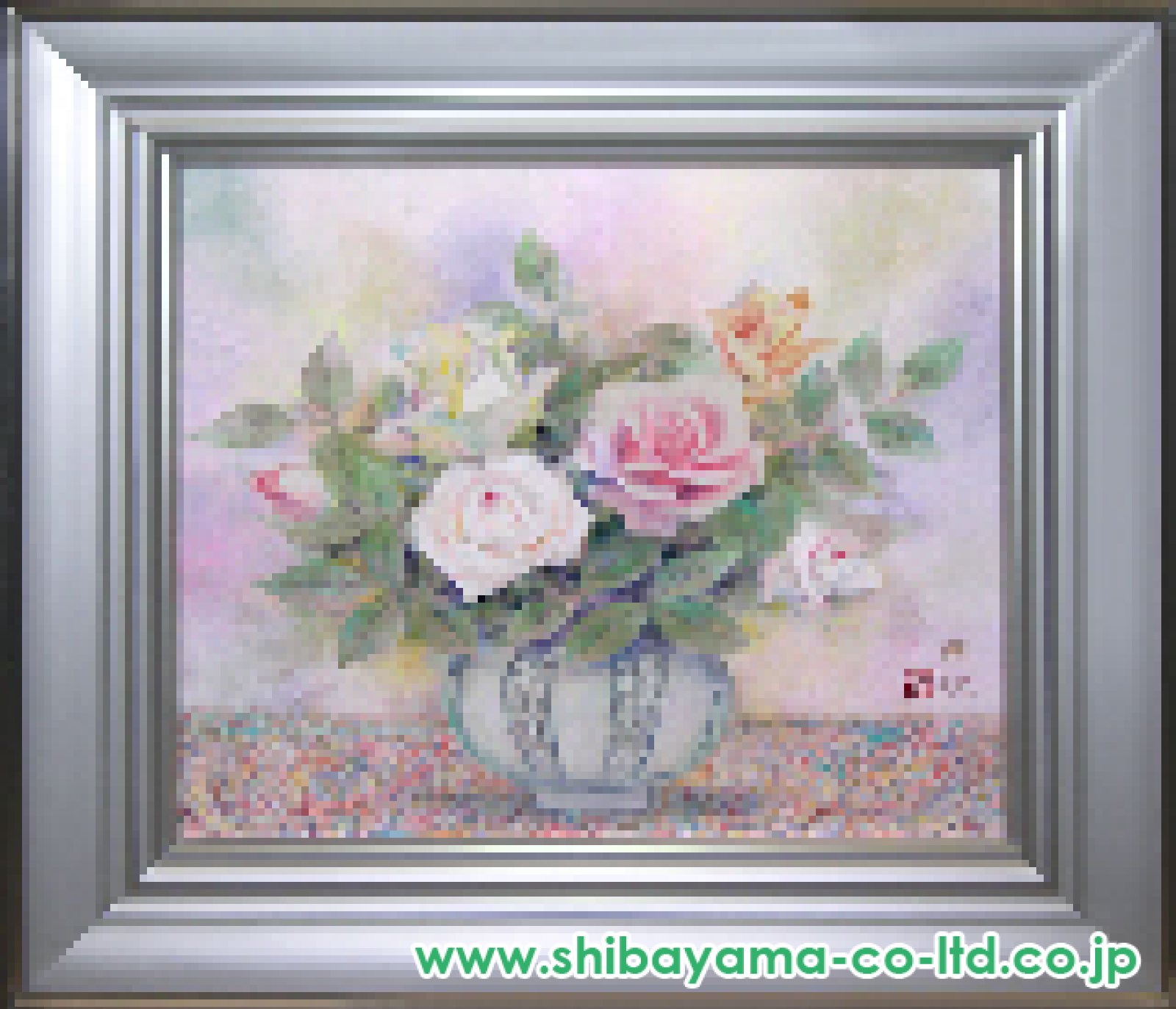 堂本元次「薔薇」日本画 F10号 :: 絵画買取・販売 - シバヤマ