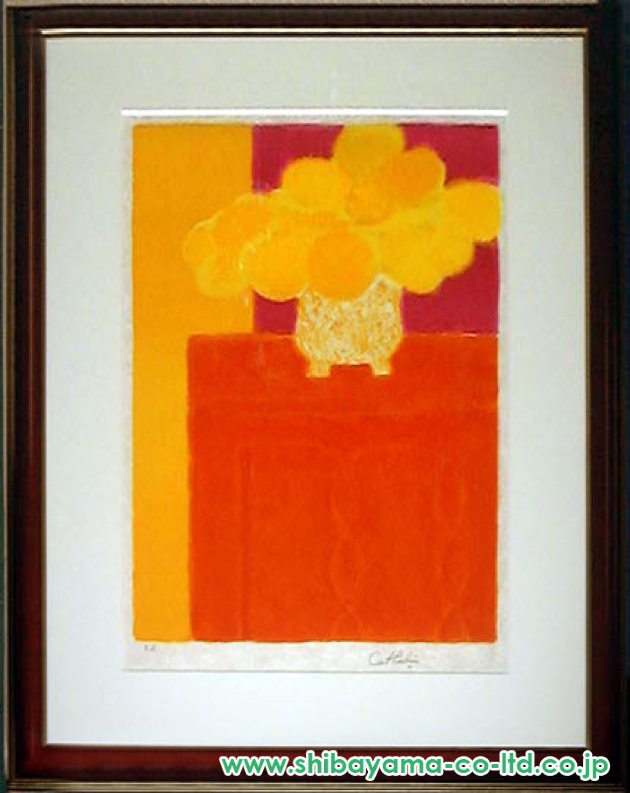 アンジェリーナ ラベルニア リトグラフ オレンジの背景の薔薇 インテリア 絵画 artjp_fw-007