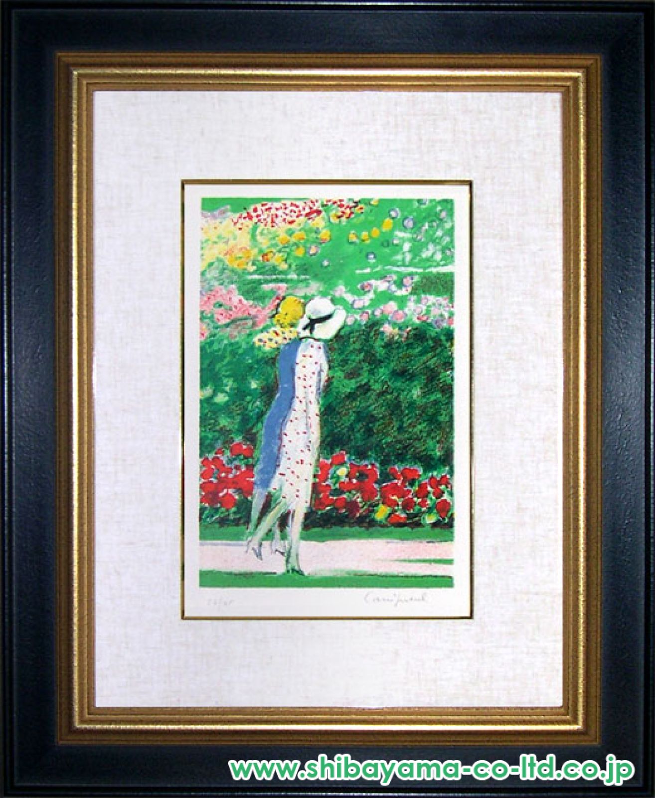 美品 ジャン＝ピエール・カシニョール「散歩道」リトグラフ 風景画 お洒落な額装 美品 ジャン＝ピエール・カシニョール「散歩道」リトグラフ 風景