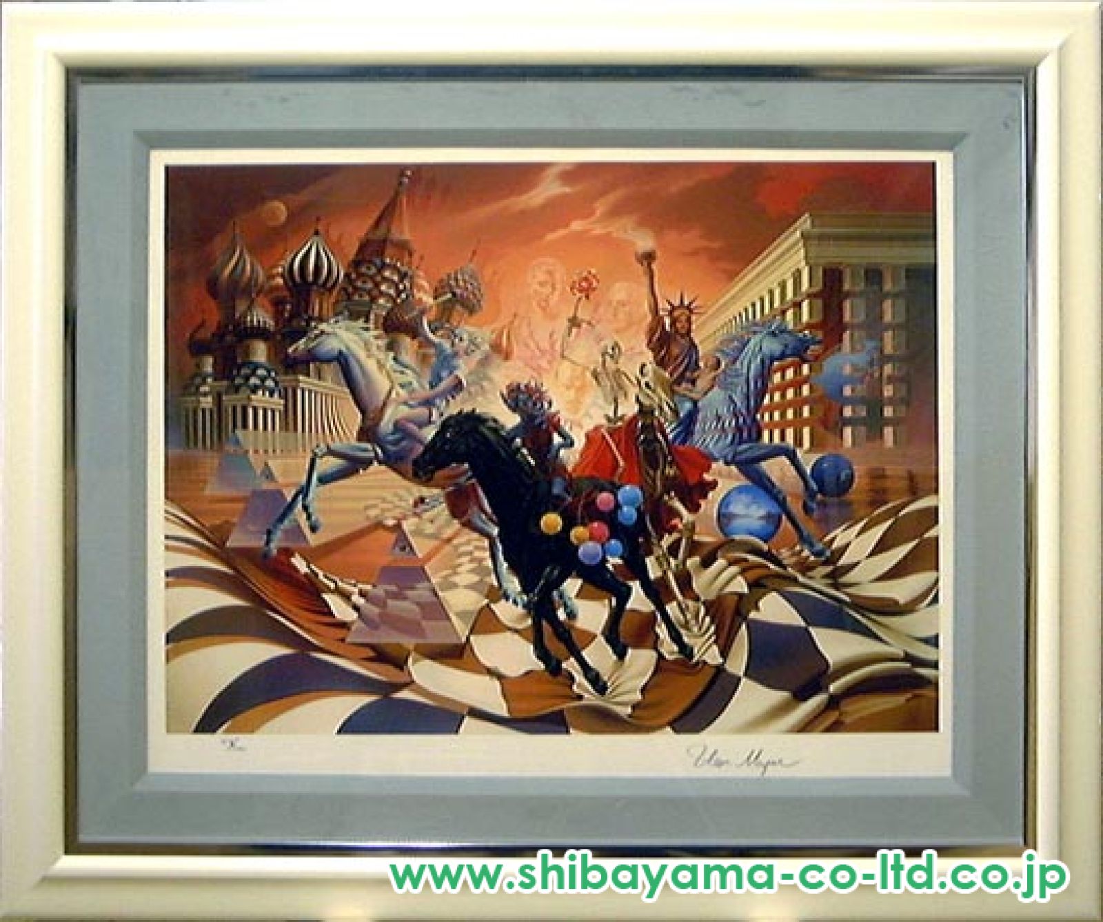 [メイヤー] 9725 絵画 シルクスクリーン 89/300 20号 在銘 イレーヌ・メイヤー「グラスノスト」シルクスクリーン :: 絵画