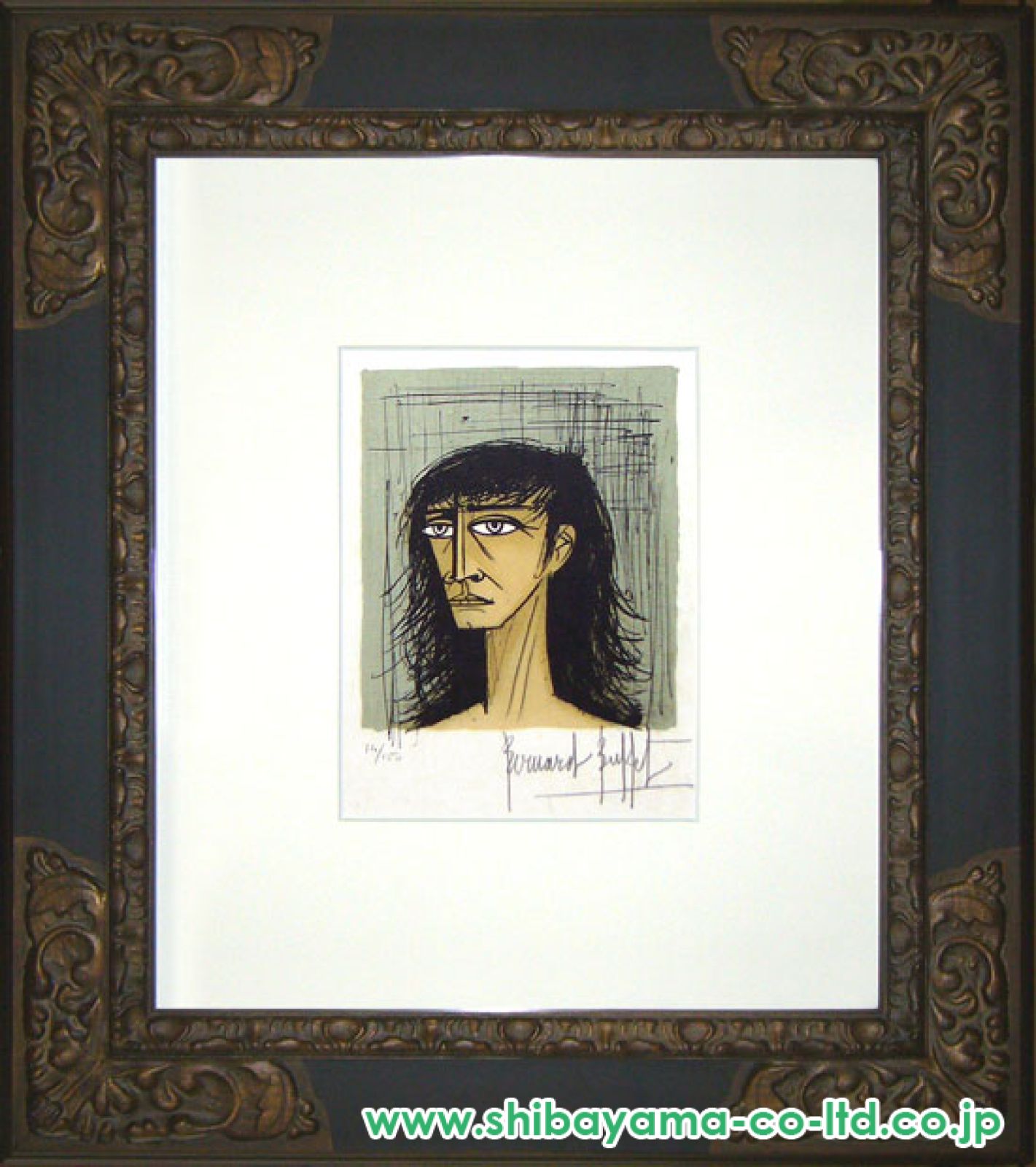 ベルナール・ビュッフェ、「Femme accoudee」、希少画集の額装画 ベルナール・ビュッフェ、【Femme aux crabes】、希少な額装用