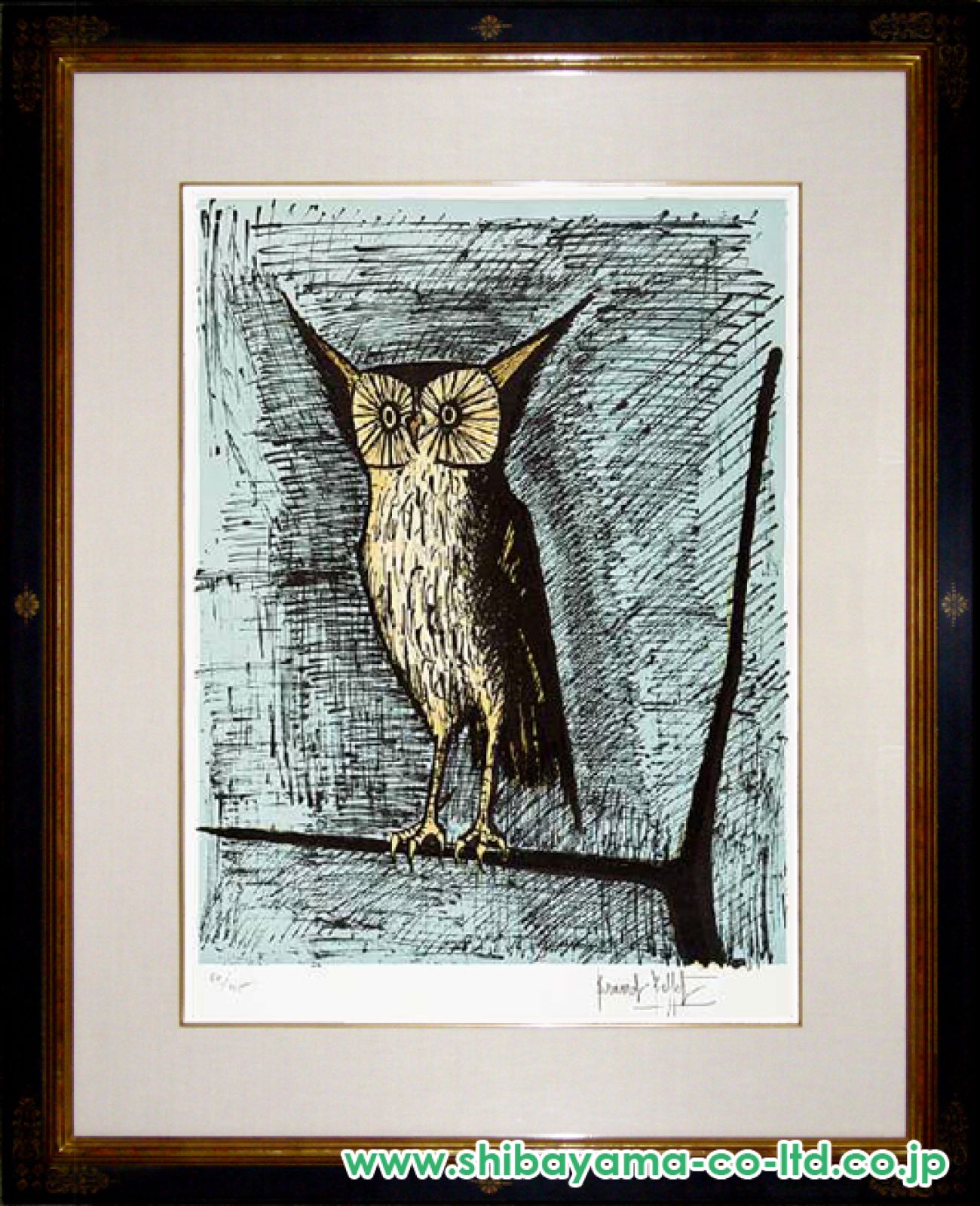 ベルナール・ビュッフェ「ミミズク LE HIBOU No.402」リトグラフ