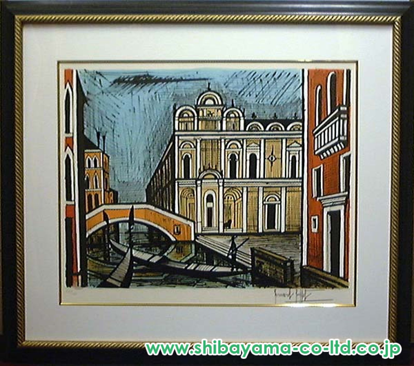 ベルナール・ビュッフェ「VENISE-La place Saint-Marc」 ベルナール・ビュッフェ、「サン・ラザール駅」、希少な画集より
