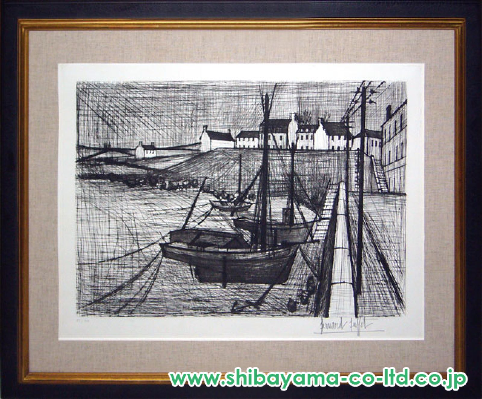 ベルナール ビュッフェ 【ロシエルの港】 絵画 複製 風景画 額縁 ベルナール ビュッフェ 【ロシエルの港】 絵画 複製 風景画 額縁