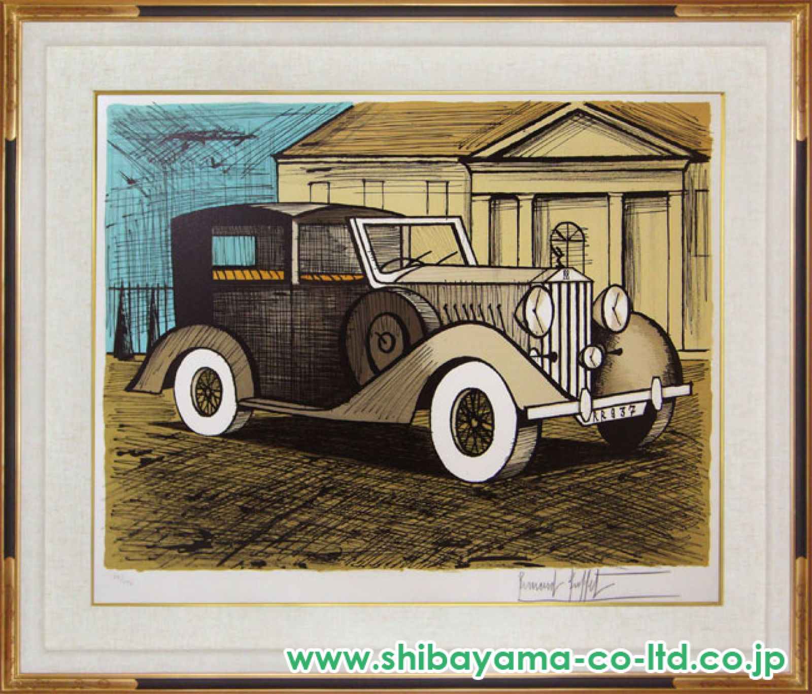 ART - ベルナール・ビュッフェ パッカード 1928 黄 風景画 自動車 版画 真作保証 真作保証/エディション付き】ベルナール ビュッフェ「ベニス