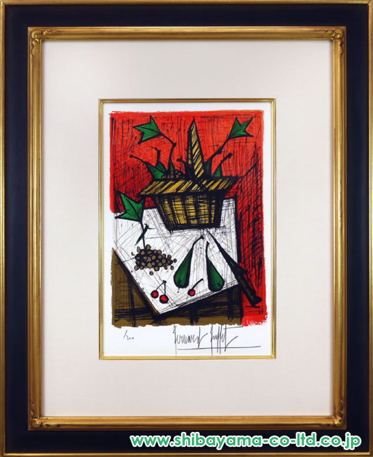 ベルナール・ビュッフェ、「Nature morte au lapin」 ベルナール・ビュッフェ「果物かごの静物 STILL LIFE WITH A