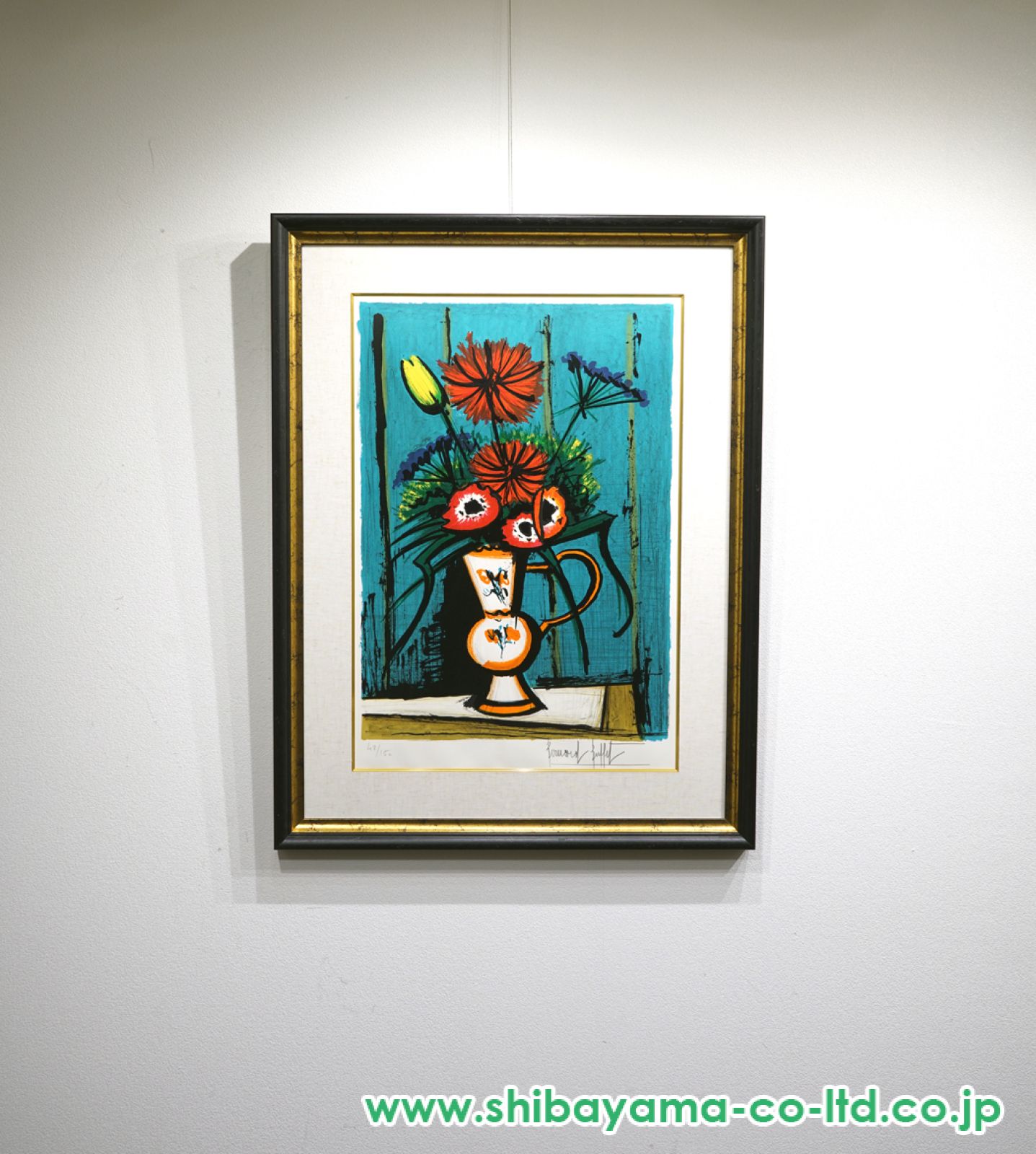 ベルナール・ビュッフェ「青い基調の花束」リトグラフ :: 絵画