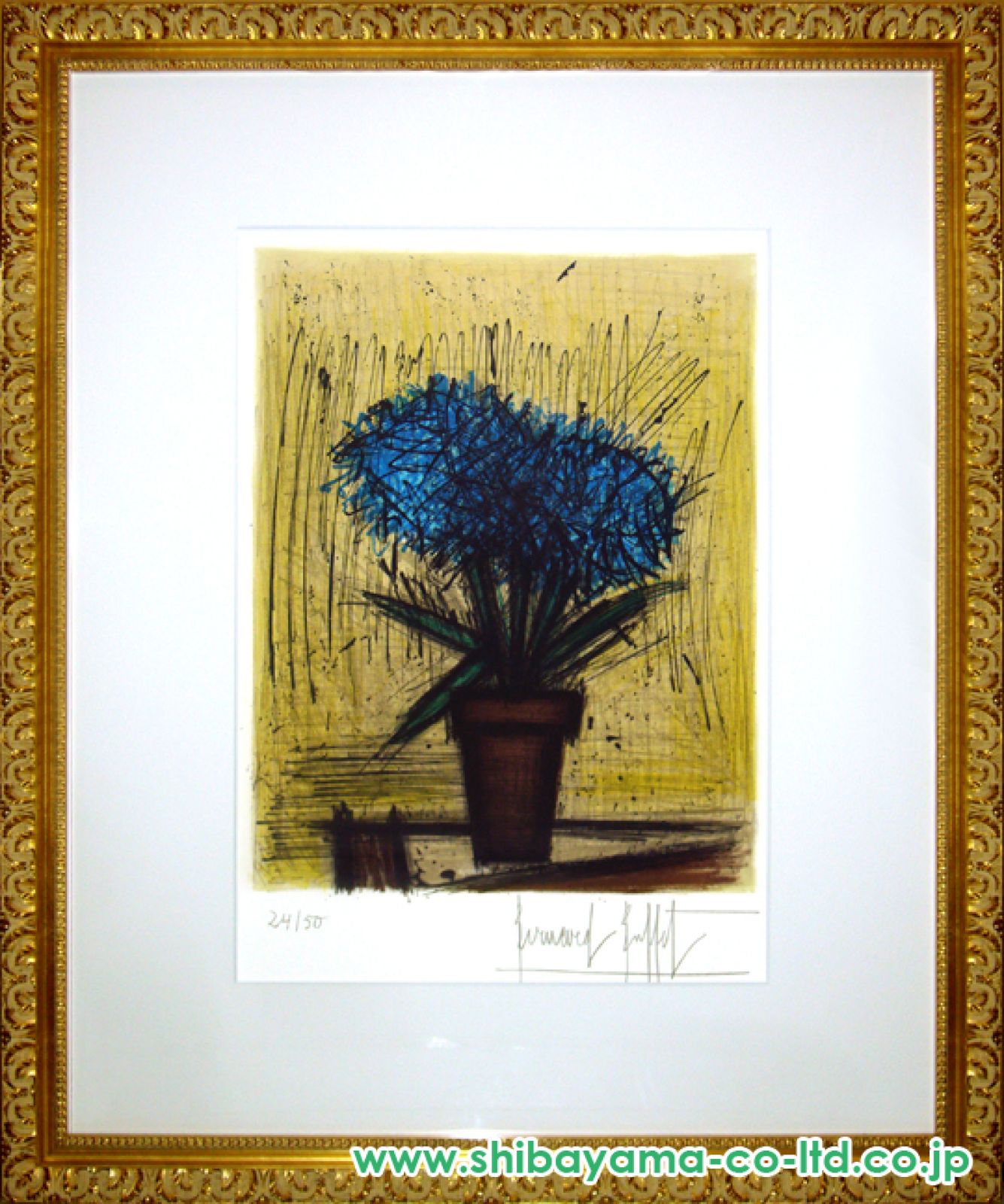 ベルナール・ビュッフェ「植物図鑑より『紫陽花 HORTENSIA No.77
