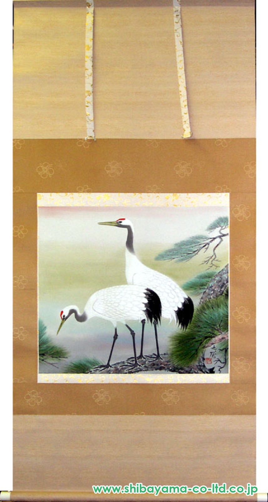 大矢大響「松上鶴」掛軸 尺八横 :: 絵画買取・販売 - シバヤマ