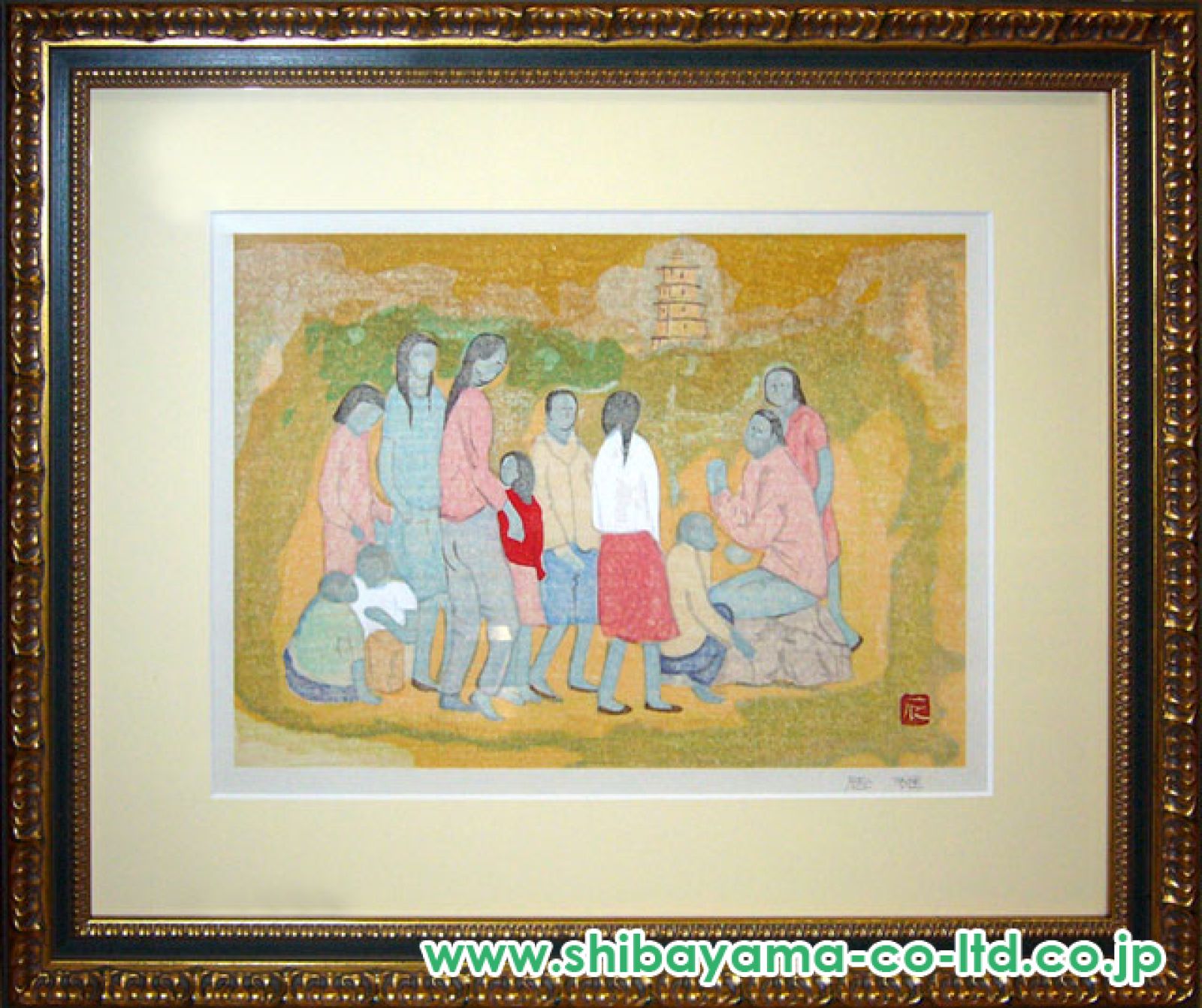 高山辰雄　『聖家族・寄る』リトグラフ版画 1981年 直筆サイン 限定150部 7434_532fb618001c1593101201.jpg